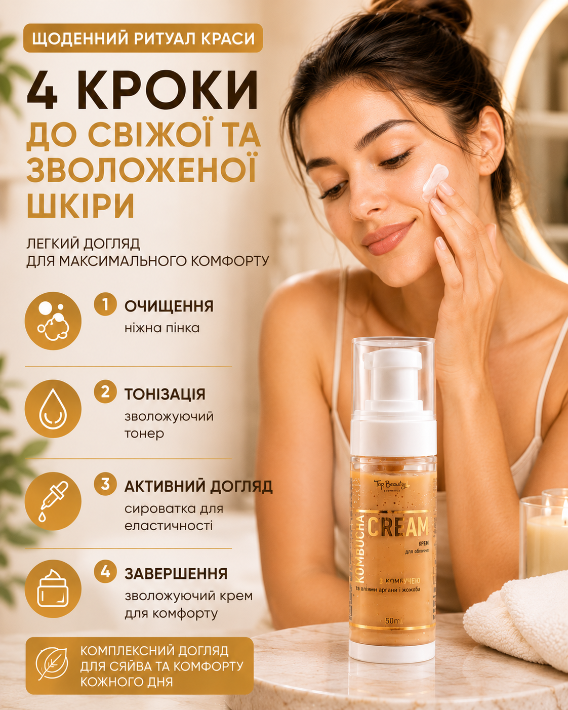 Крем для обличчя зволожуючий KOMBUCHA 50 мл — фото 2