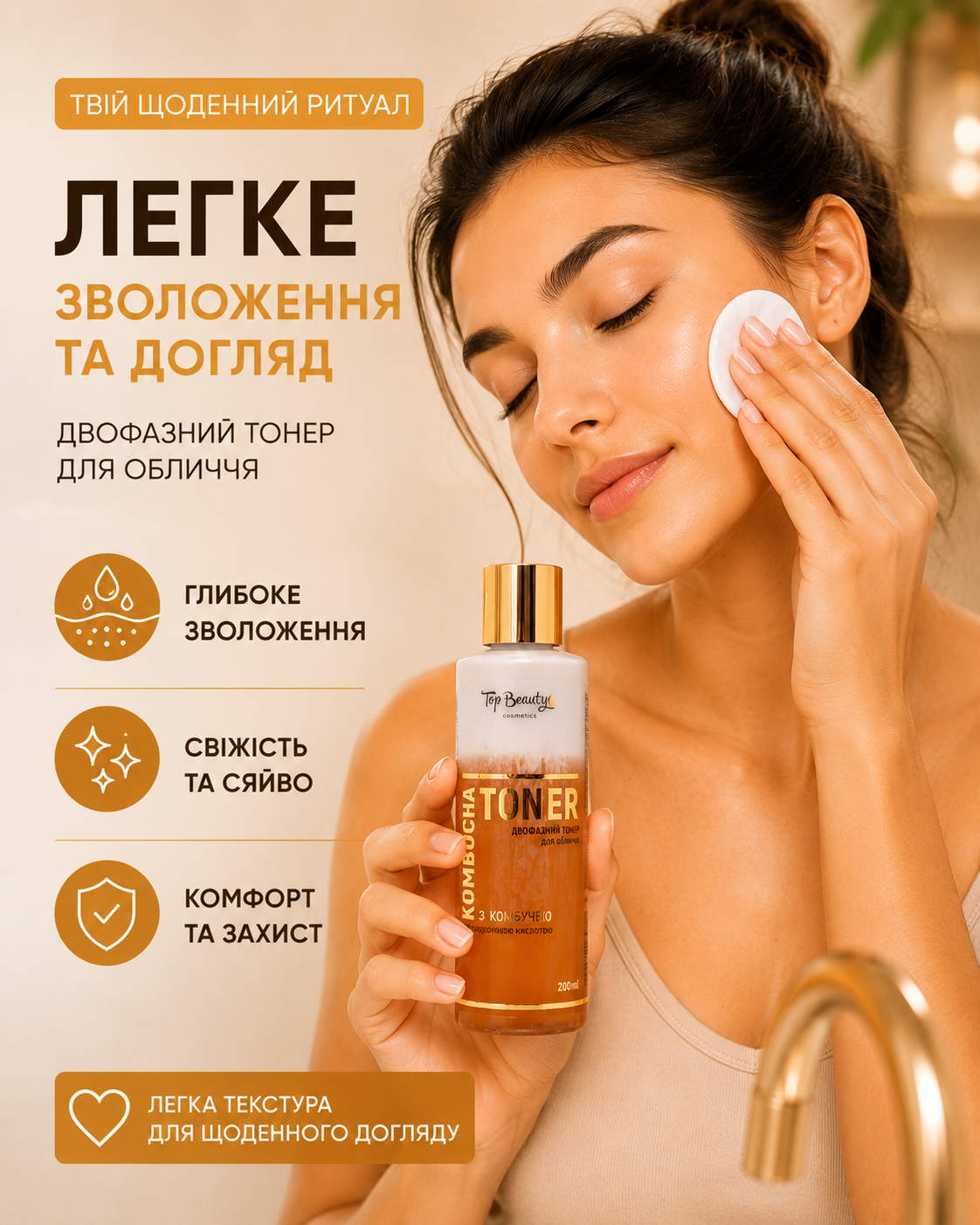 Тонер для обличчя зволожуючий двофазний KOMBUCHA 200 мл — фото 2