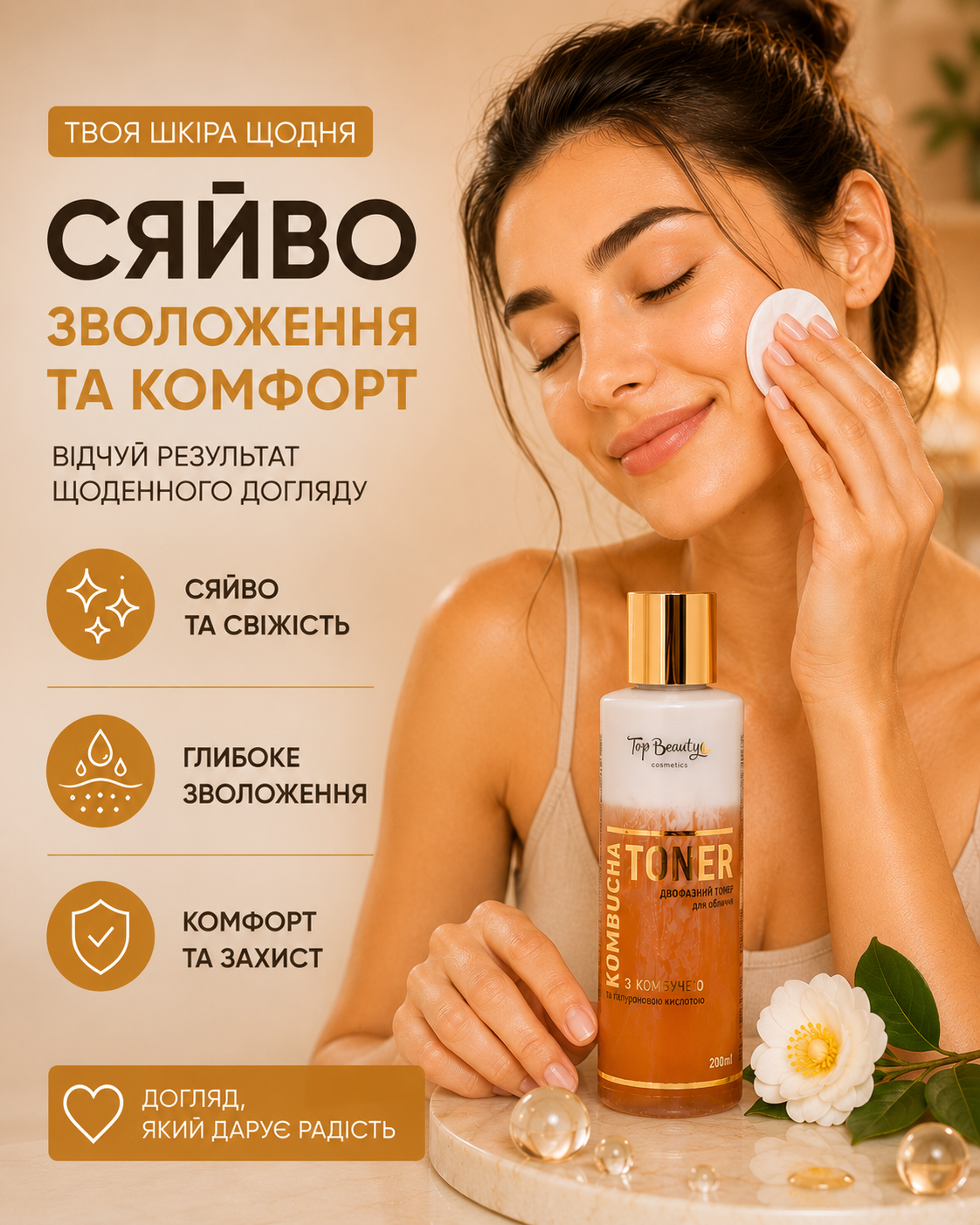 Тонер для обличчя зволожуючий двофазний KOMBUCHA 200 мл
