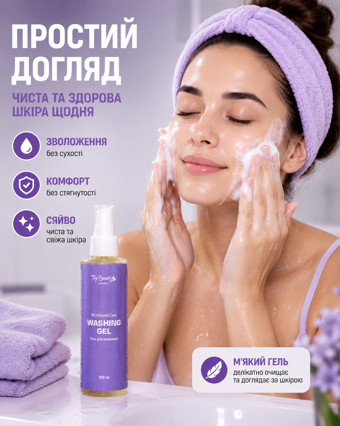 Гель для вмивання з пребіотиками MICROBIOME CARE 100 мл — фото 2