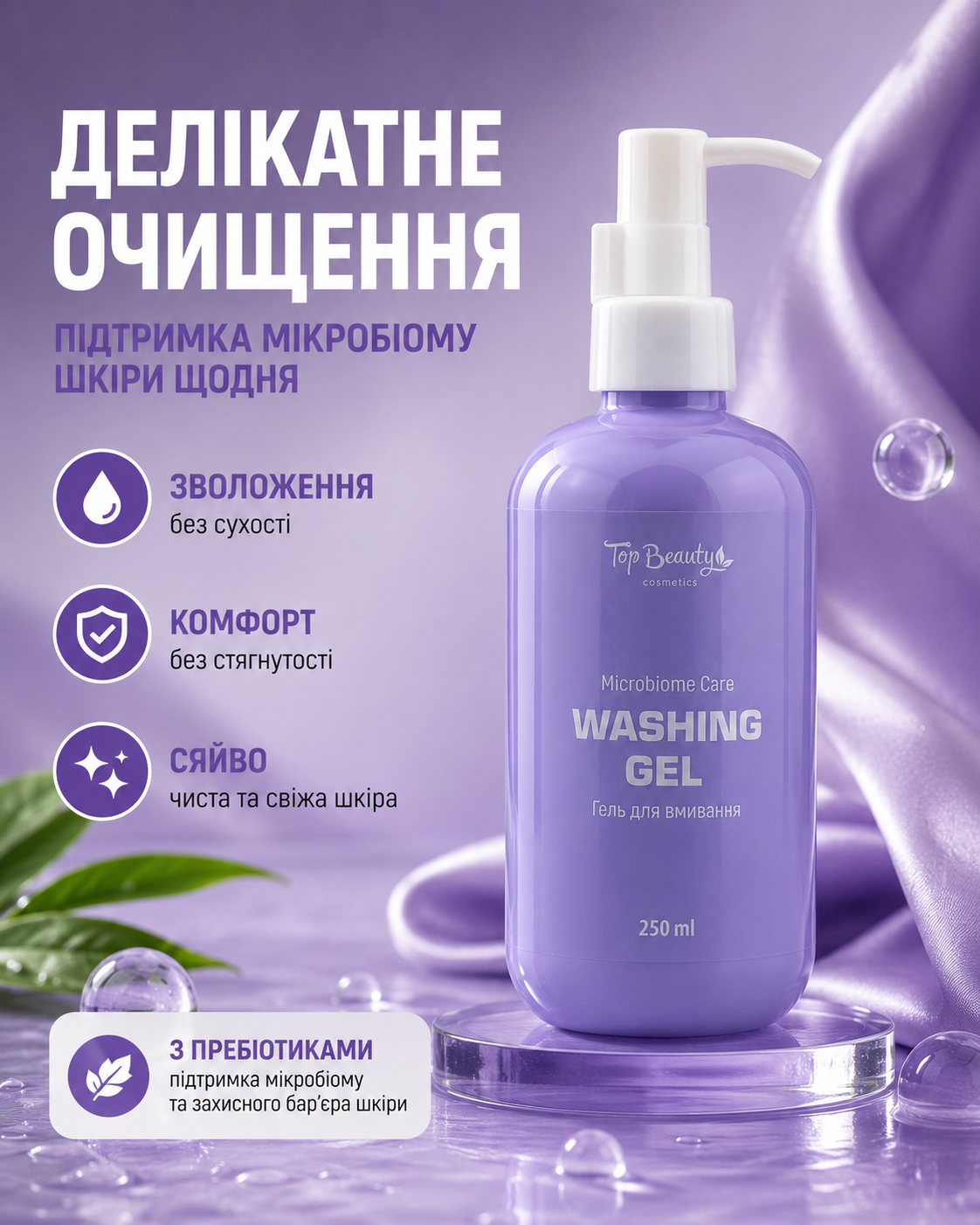 Гель для вмивання з пребіотиками MICROBIOME CARE 250 мл — фото 3