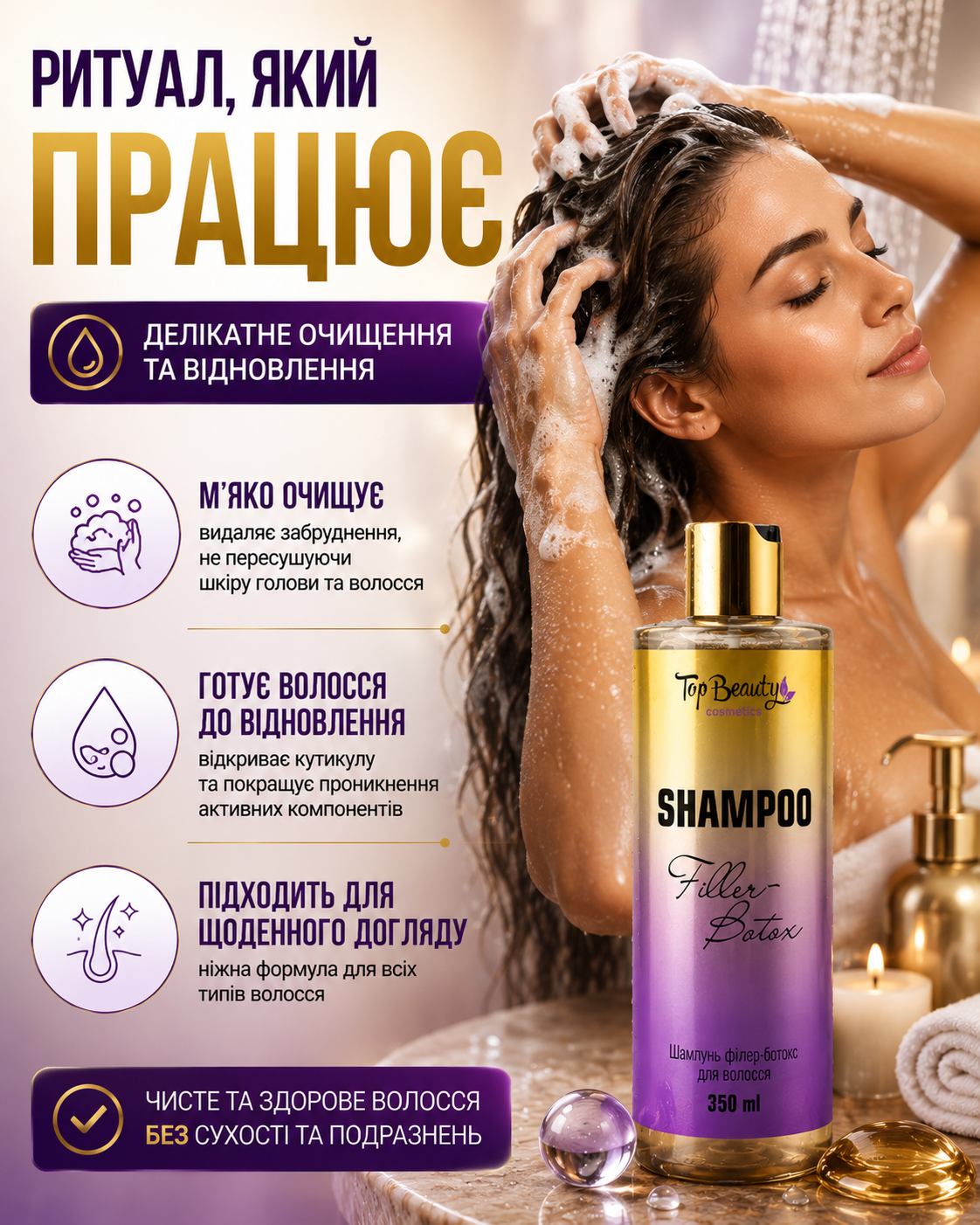 Шампунь філер-ботокс для ефекту гладкого волосся — фото 2