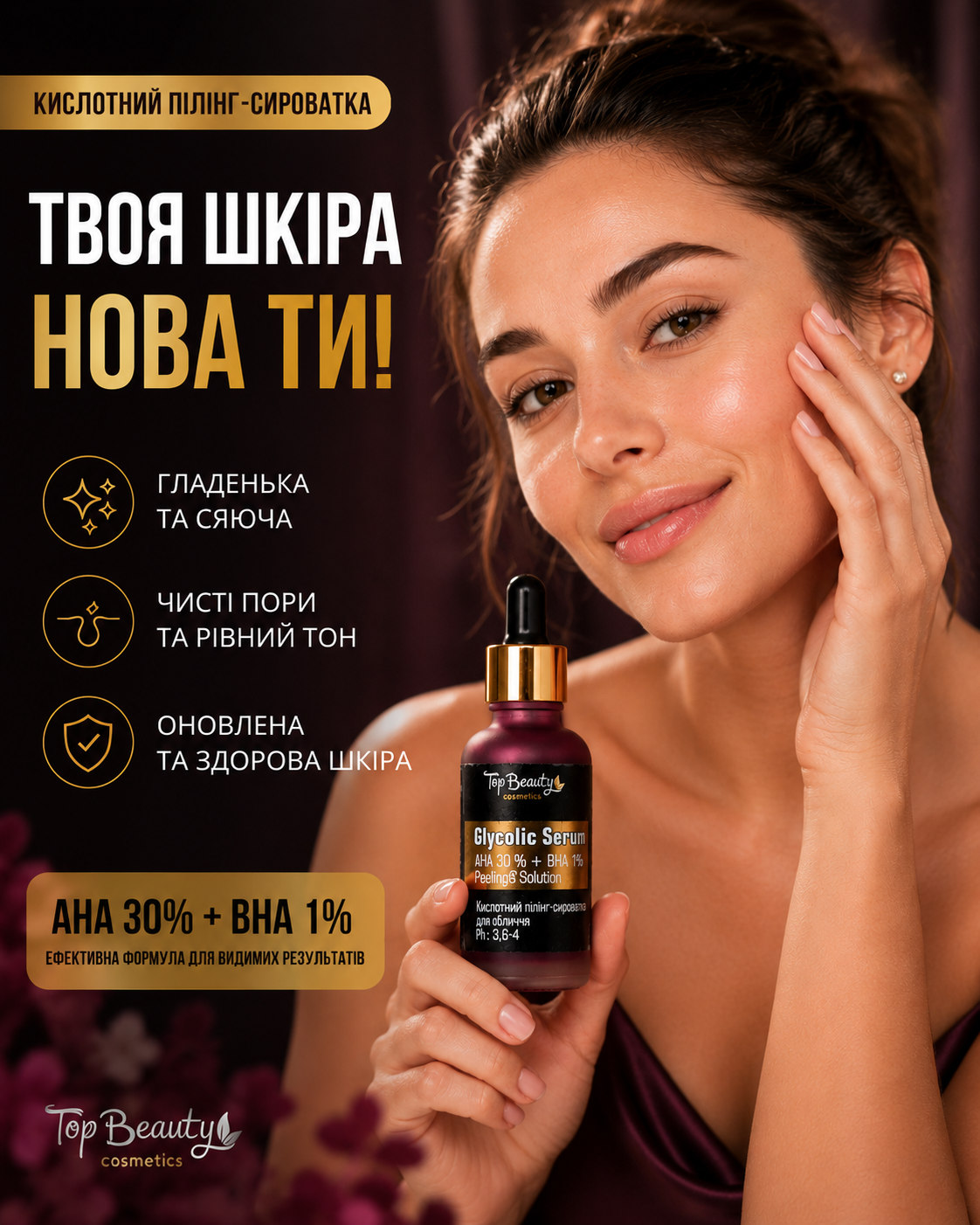 Пілінг-сироватка для обличчя AHA 30% + BHA 1% 30 мл «Кривавий пілінг»