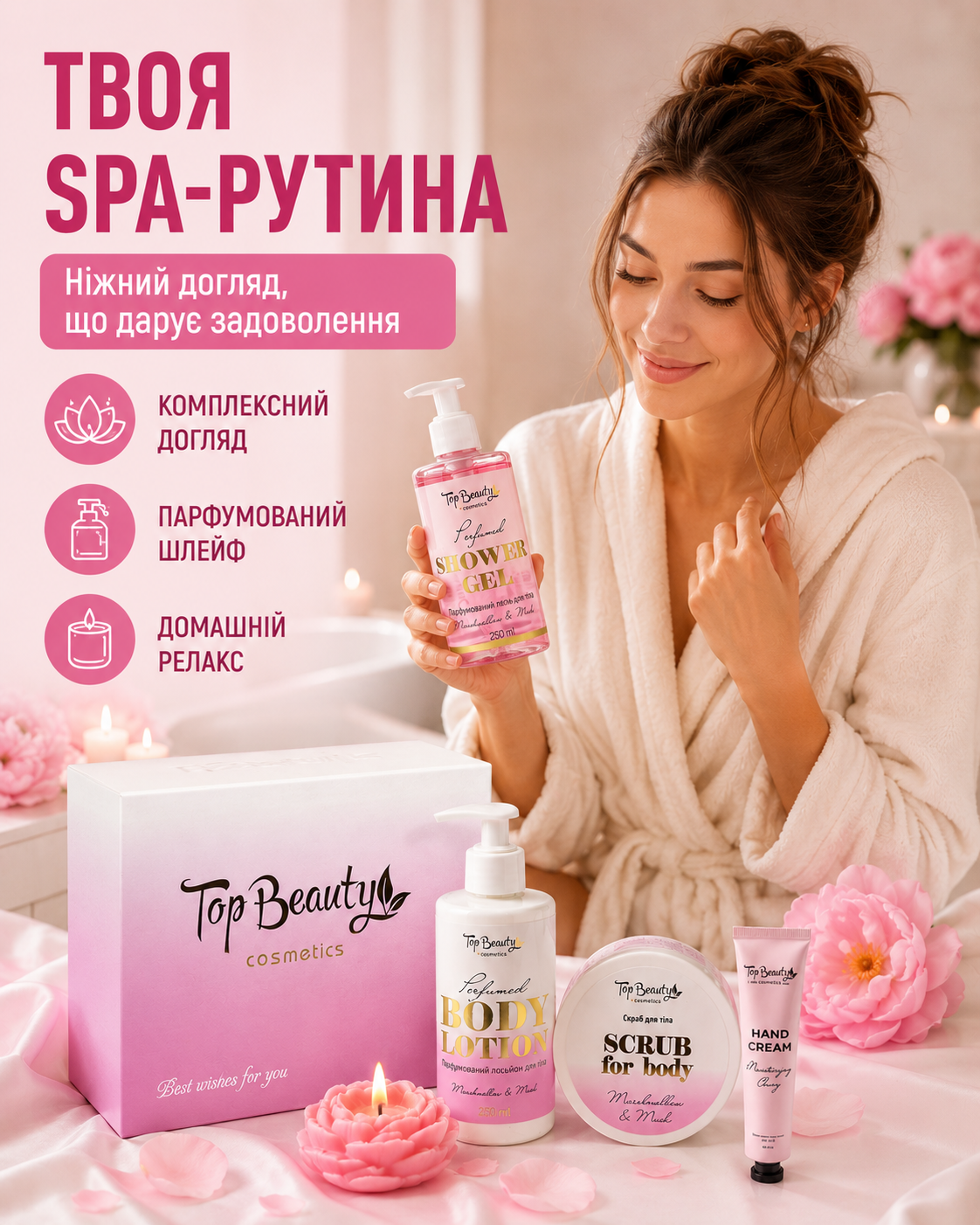 Бокс подарунковий «Рожевий» 5 товарів у коробці — фото 2