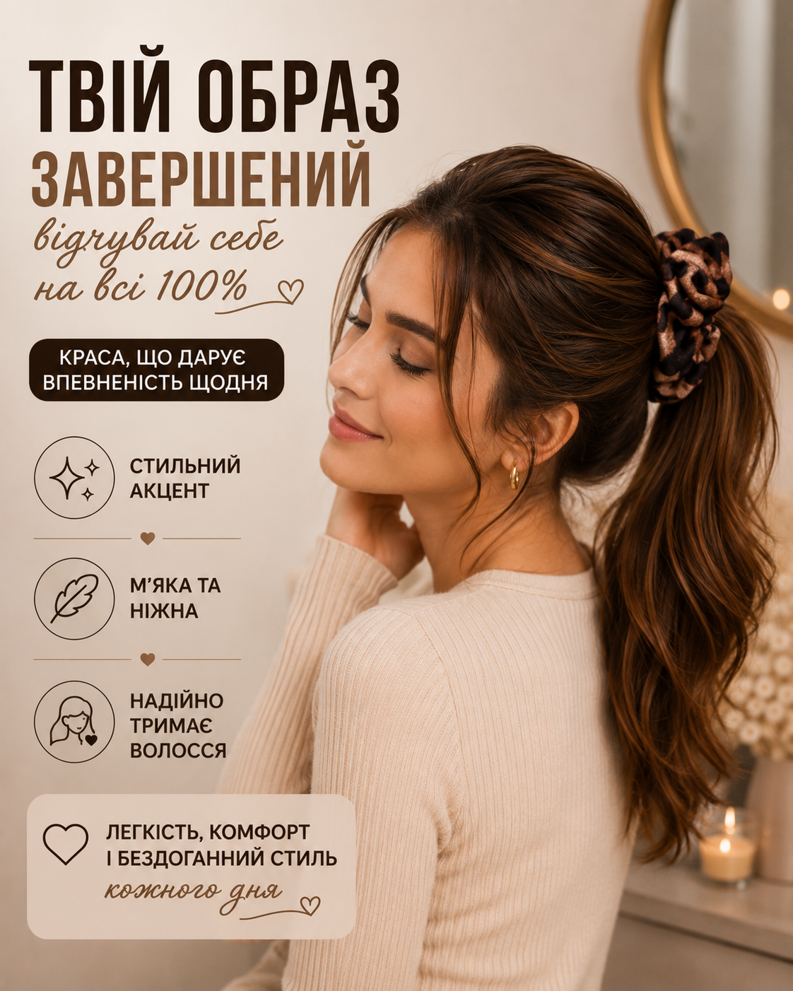 Резинка для волосся з леопардовим принтом
