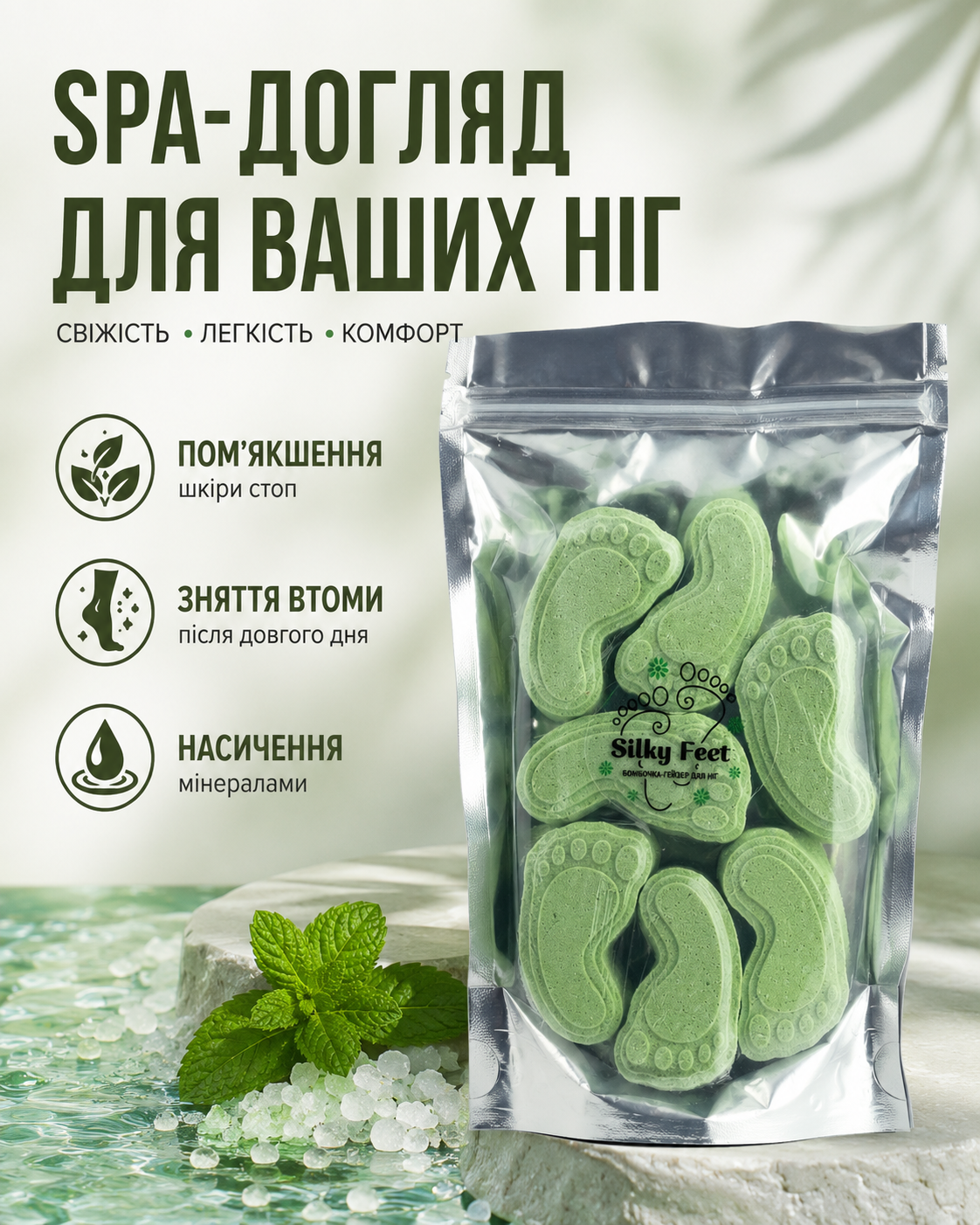 Бомбочка-гейзер для ніг Silky Feet 250 г — фото 3
