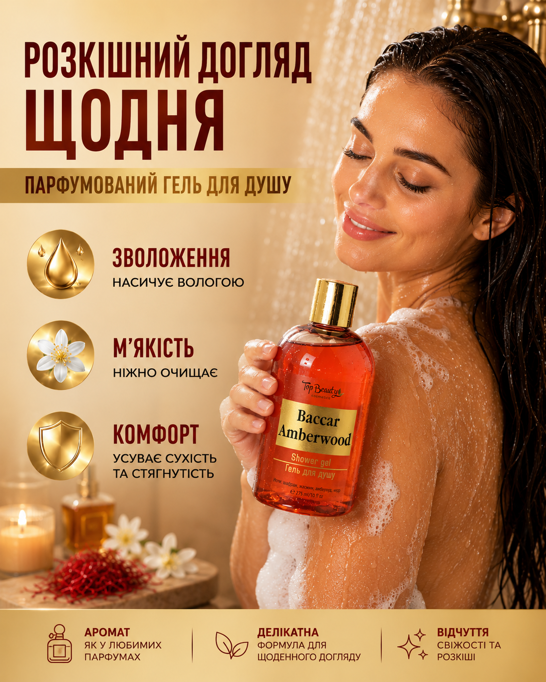 Гель для душу парфумований Baccar Amberwood 275 мл