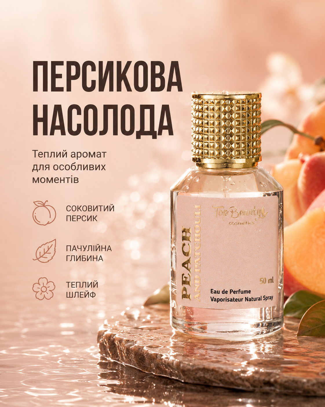 Парфумована вода Peach and Patchouli, 50 мл — фото 3