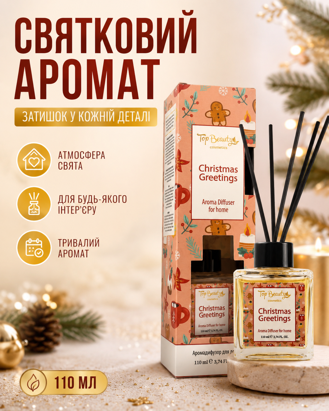 Аромадифузор для дому Christmas Greetings, 110 мл — фото 3