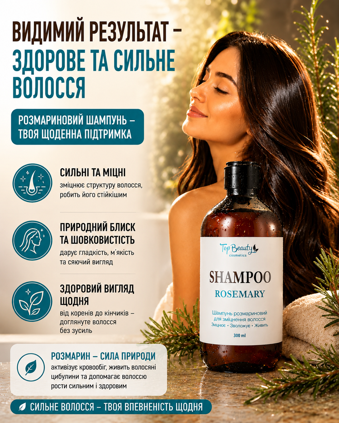 Шампунь розмариновий для зміцнення волосся 300 мл