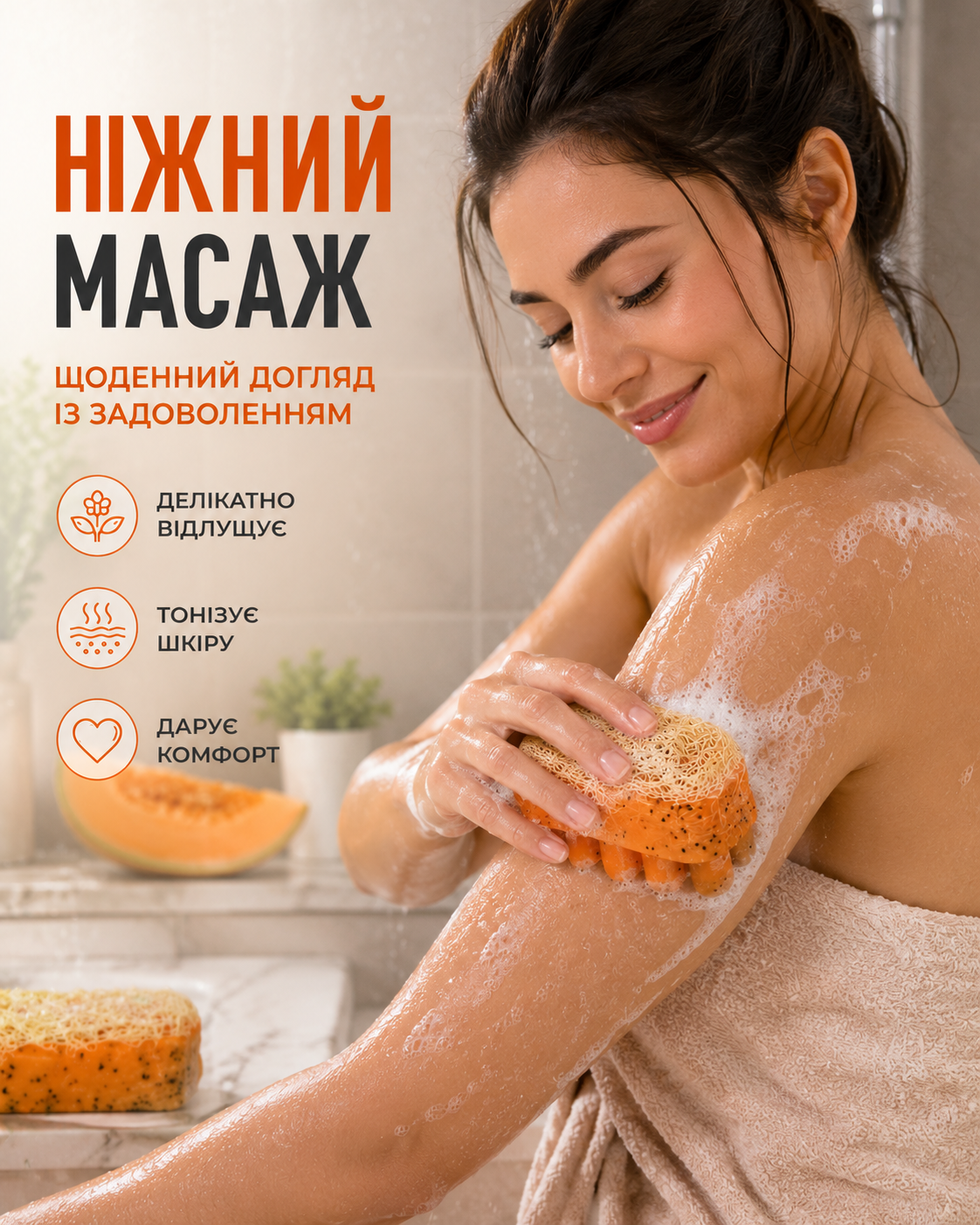 Мило-скраб з люфою масажне «Диня» 120 г — фото 2
