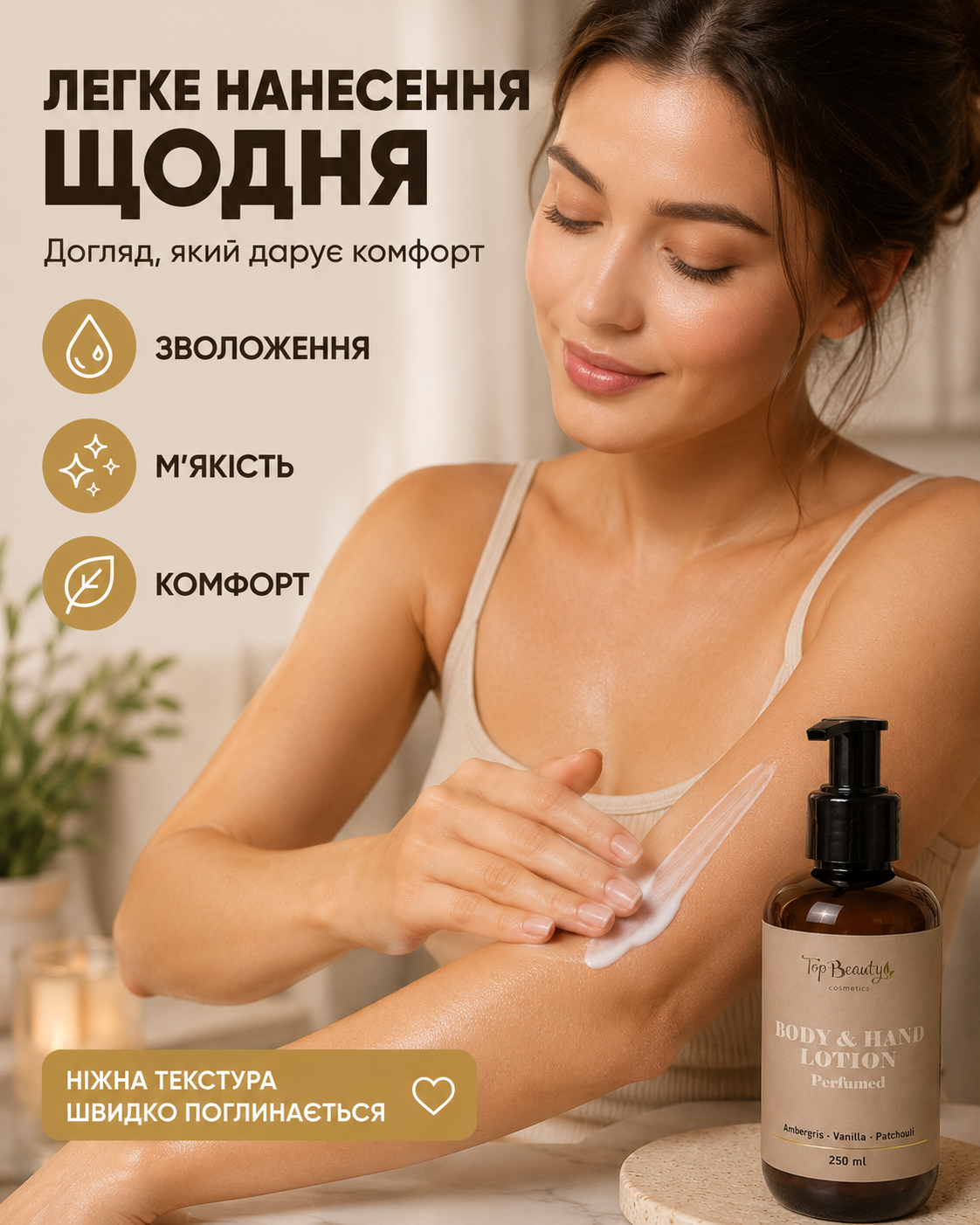 Парфумований лосьйон для рук і тіла Amber Vanilla & Patchouli, 250 мл — фото 2