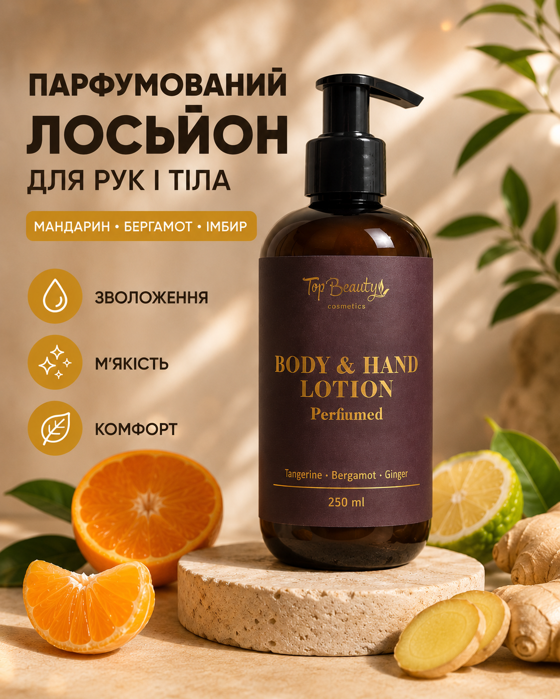 Парфумований лосьйон для рук і тіла Mandarin, Bergamot & Ginger, 250 мл — фото 3