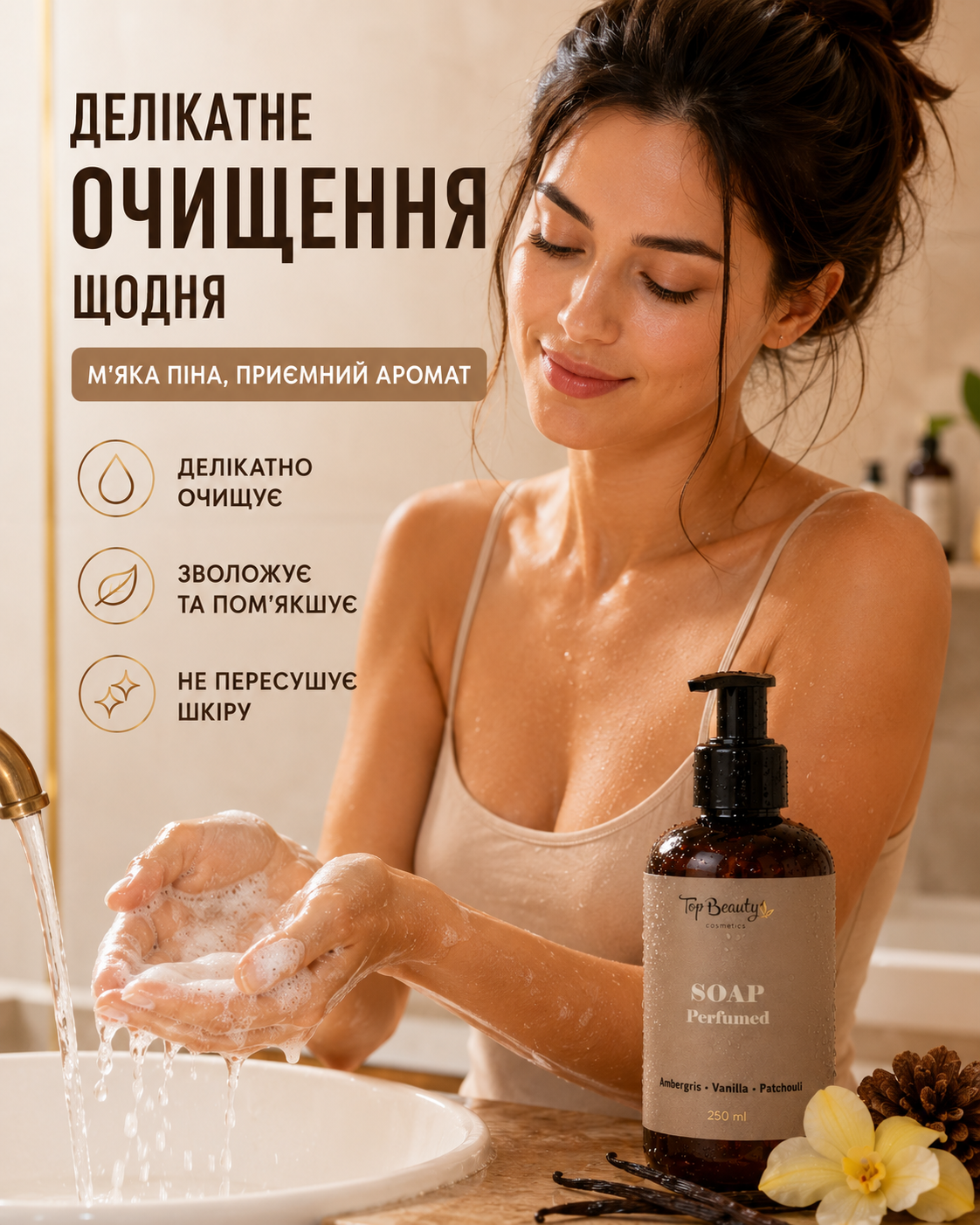Парфумоване рідке мило для рук і тіла Amber Vanilla & Patchouli, 250 мл — фото 2