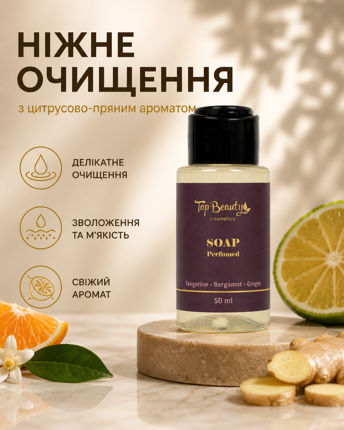 Парфумоване рідке мило для рук і тіла Mandarin, Bergamot & Ginger, 50 мл — фото 3