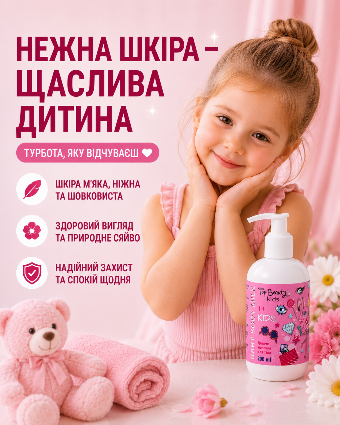 Дитяче молочко для тіла 1+, 200 мл