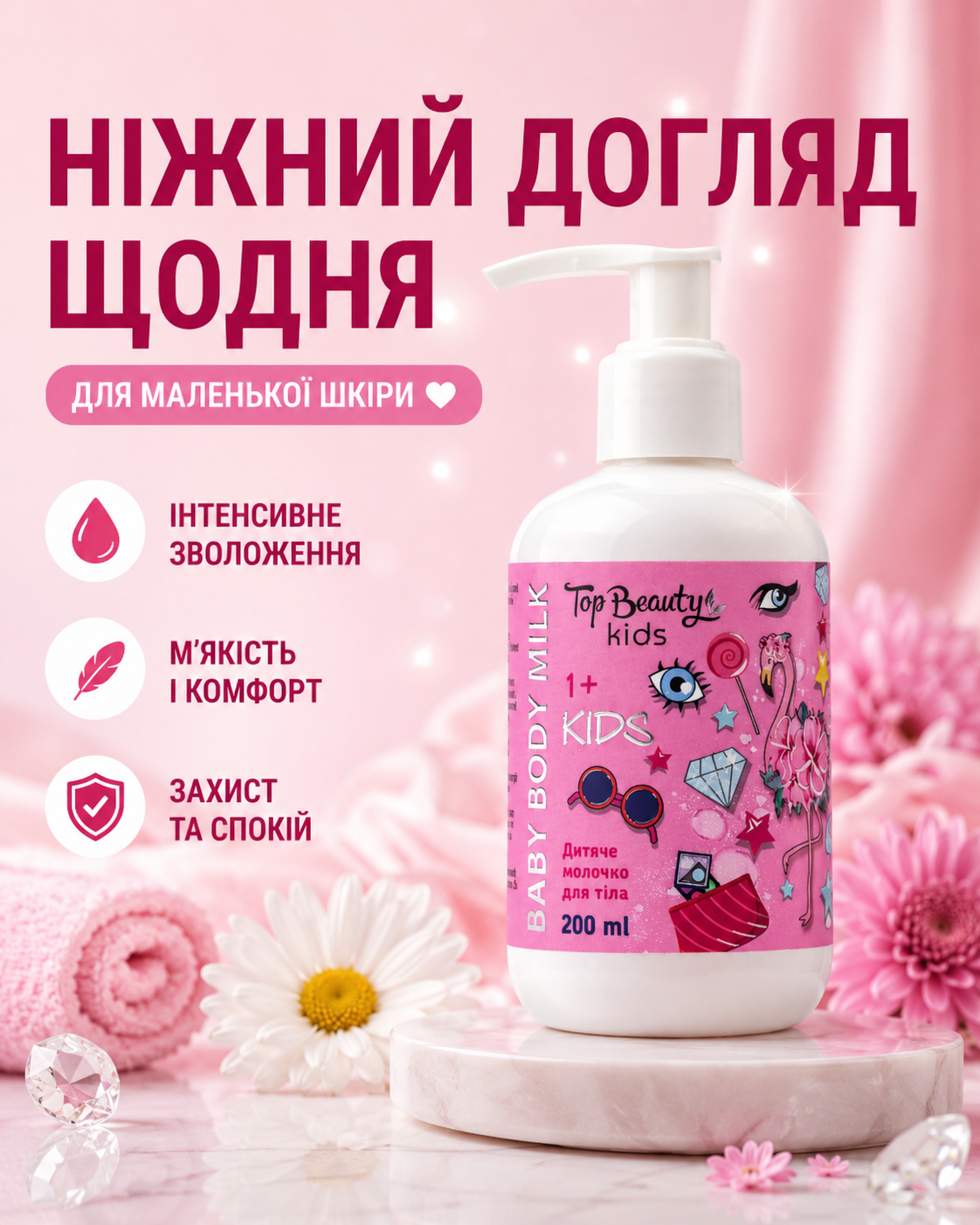 Дитяче молочко для тіла 1+, 200 мл — фото 3