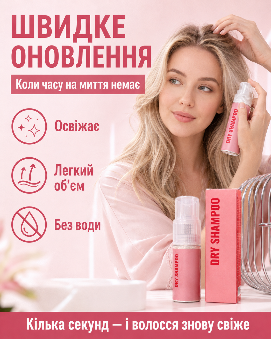 Свіже світле волосся за кілька кроків — без миття водою