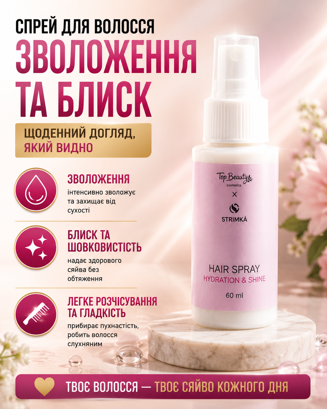 Спрей для волосся Hydration & Shine, 50 мл — фото 2