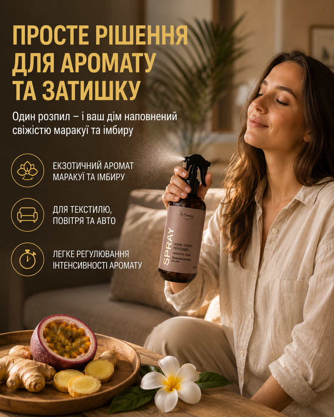 Спрей для дому парфумований Маракуйя-Імбир, 275 мл — фото 2