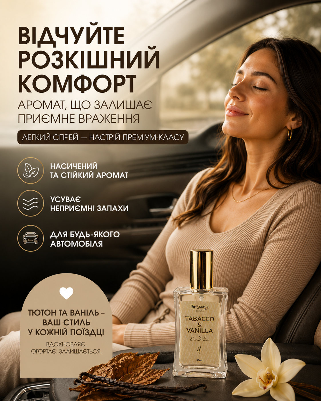 Ароматизатор для авто спрей Tobacco & Vanilla, 50 мл