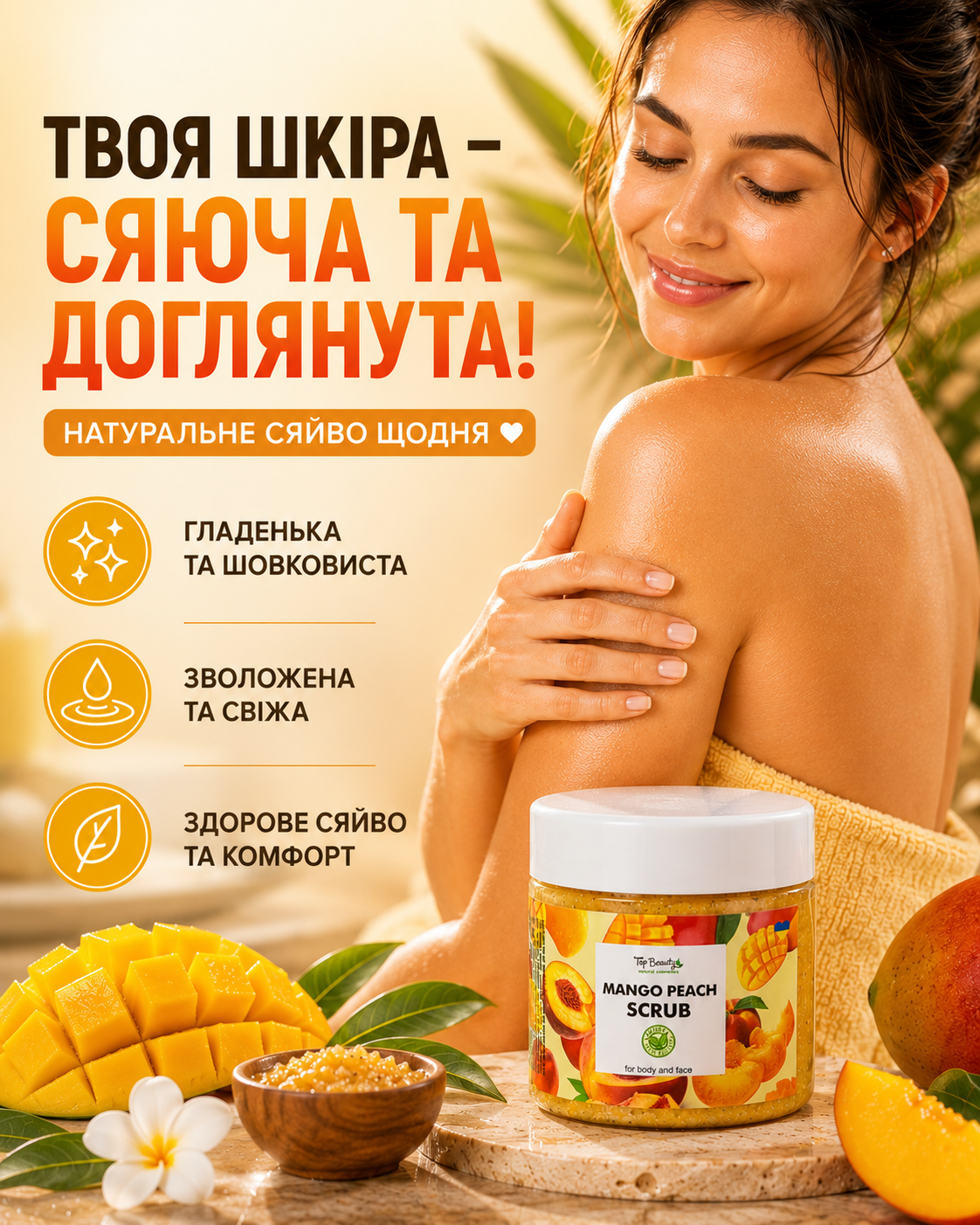 Скраб для тіла та обличчя «Манго», 150 мл