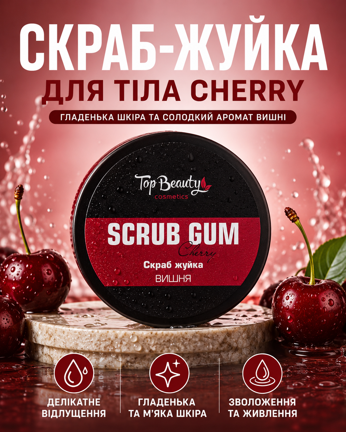 Скраб-жуйка для тіла Cherry «Вишня» 250 мл — фото 3