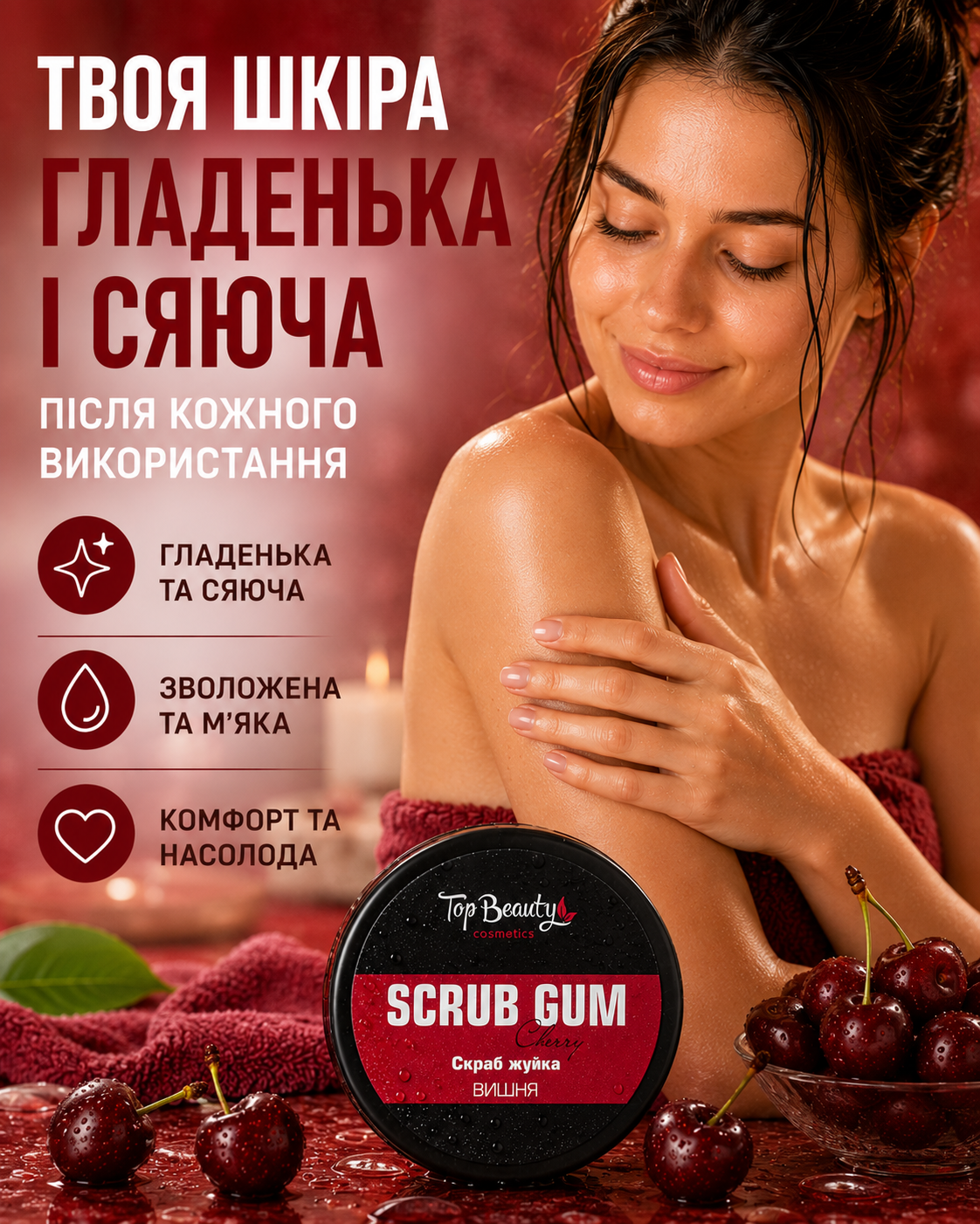 Скраб-жуйка для тіла Cherry «Вишня» 250 мл