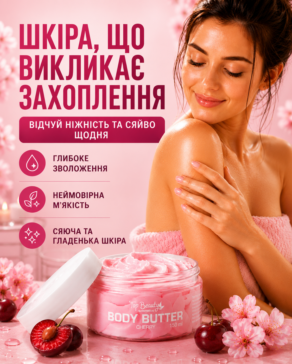 Живильний баттер для тіла BODY BUTTER CHERRY 150 мл