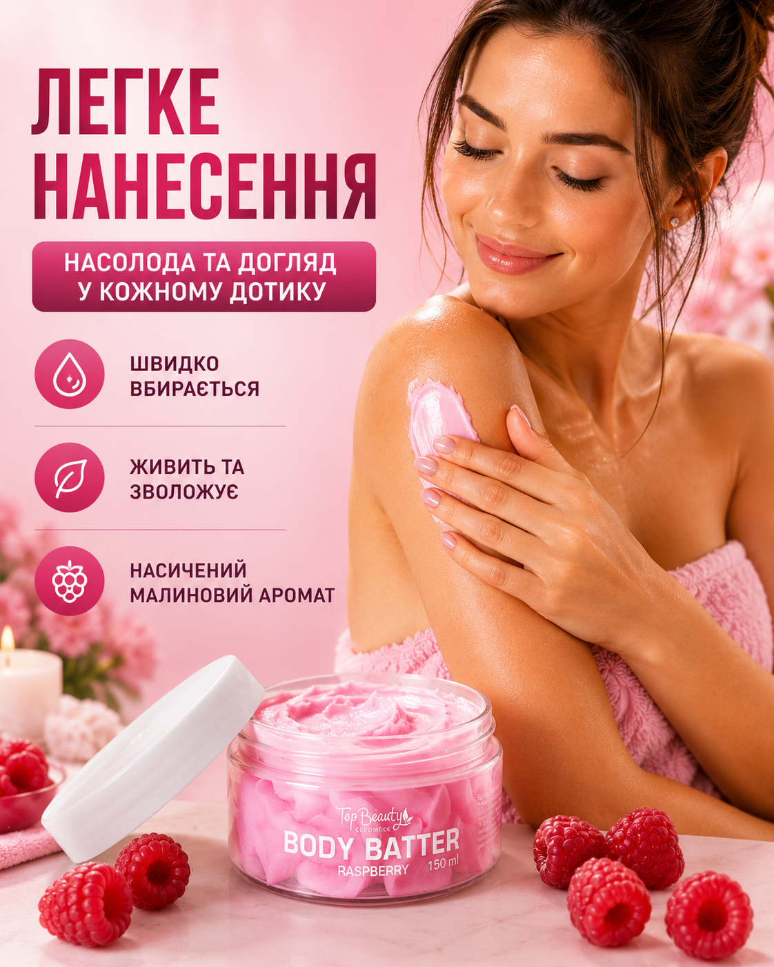 Живильний баттер для тіла BODY BUTTER RASPBERRY 150 мл — фото 2