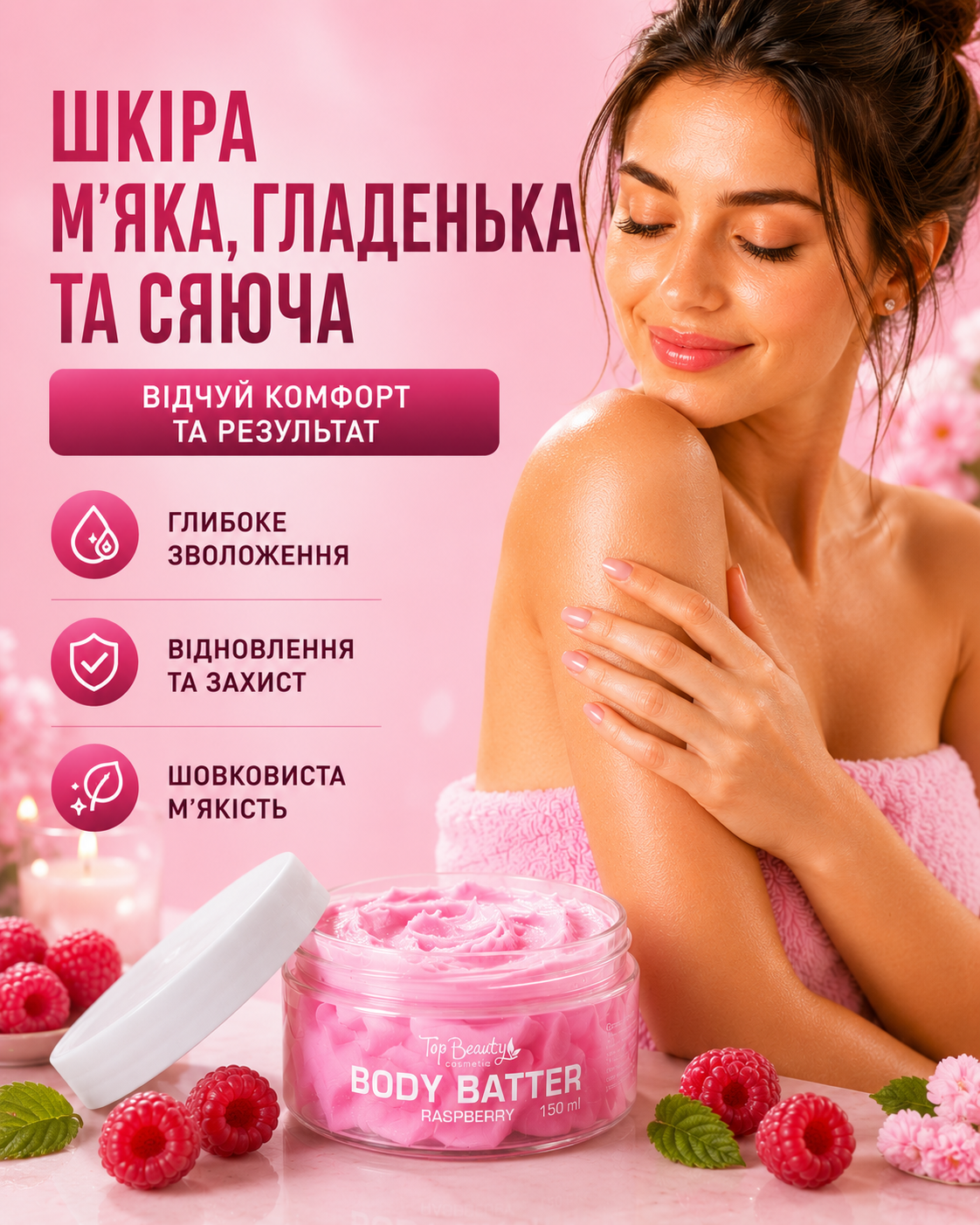 Живильний баттер для тіла BODY BUTTER RASPBERRY 150 мл