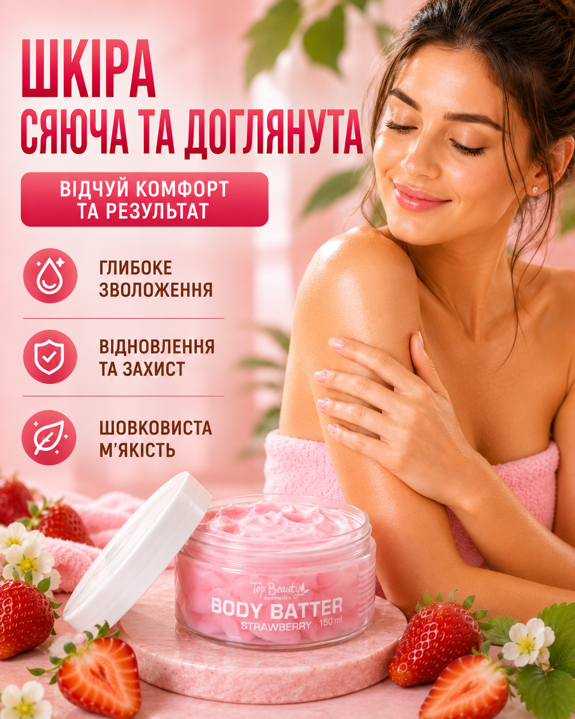 Живильний баттер для тіла BODY BUTTER STRAWBERRY 150 мл