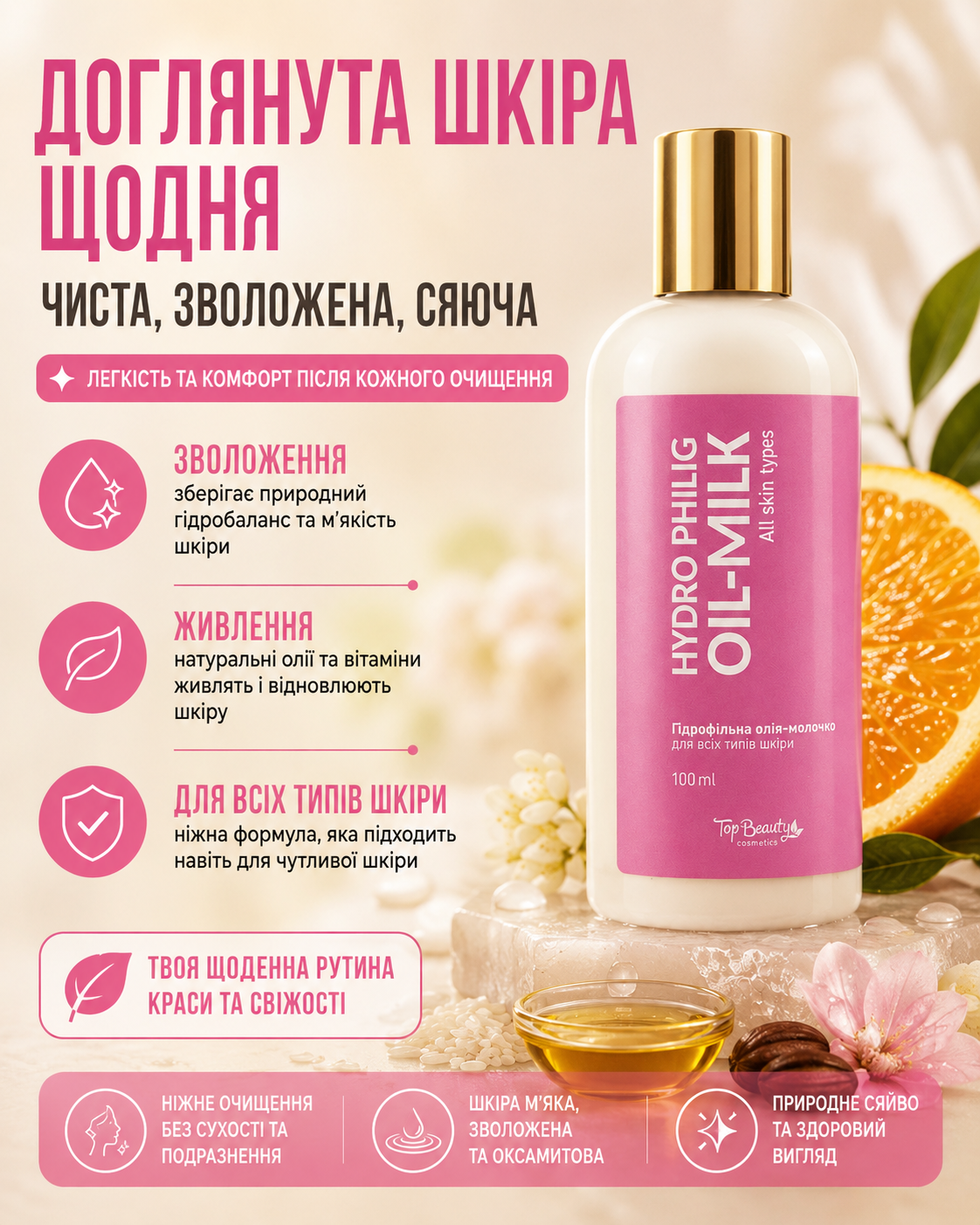 Гідрофільна олія-молочко для всіх типів шкіри 100 мл — фото 3
