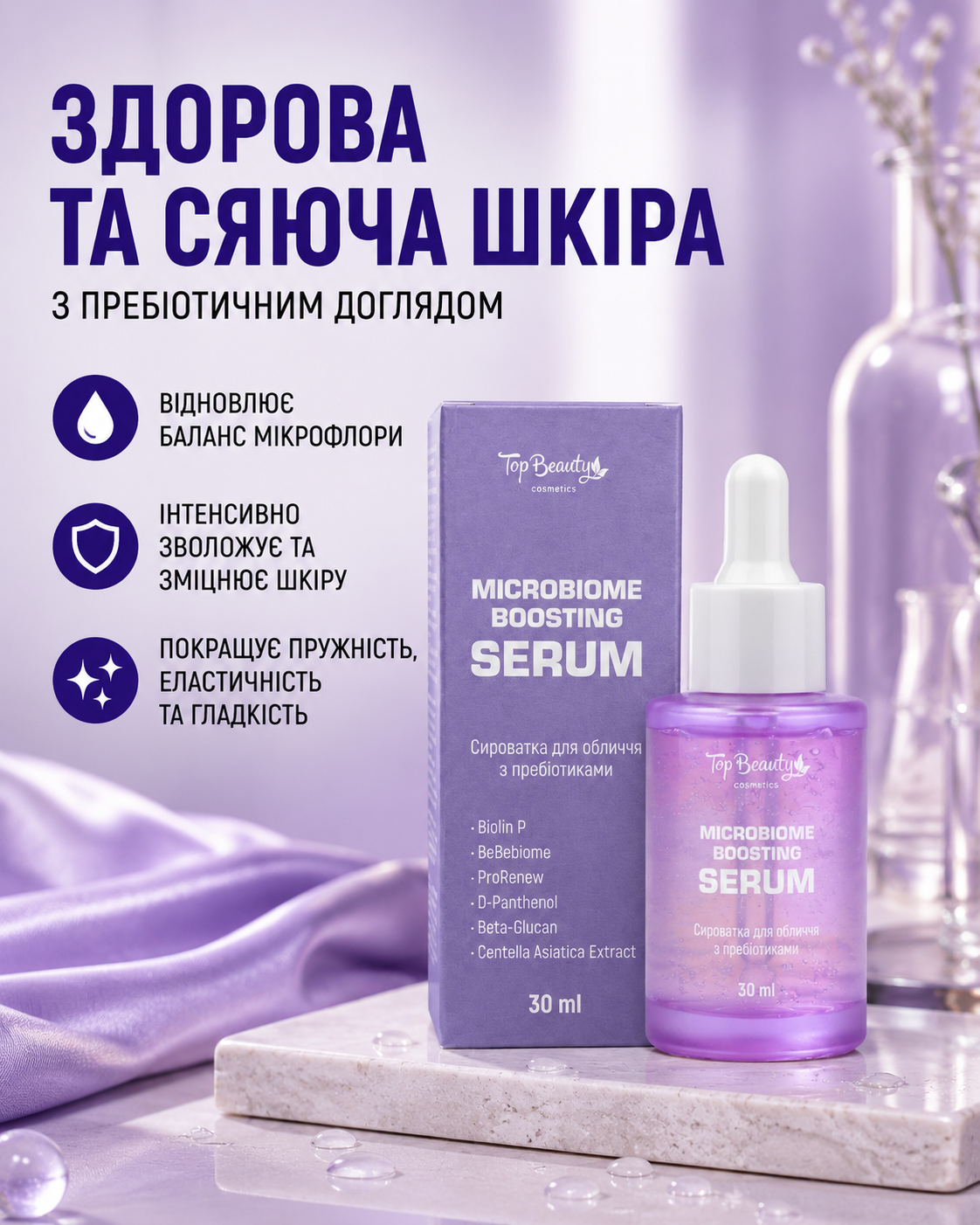 Сироватка для обличчя з пребіотиками MICROBIOME CARE 30 мл — фото 3