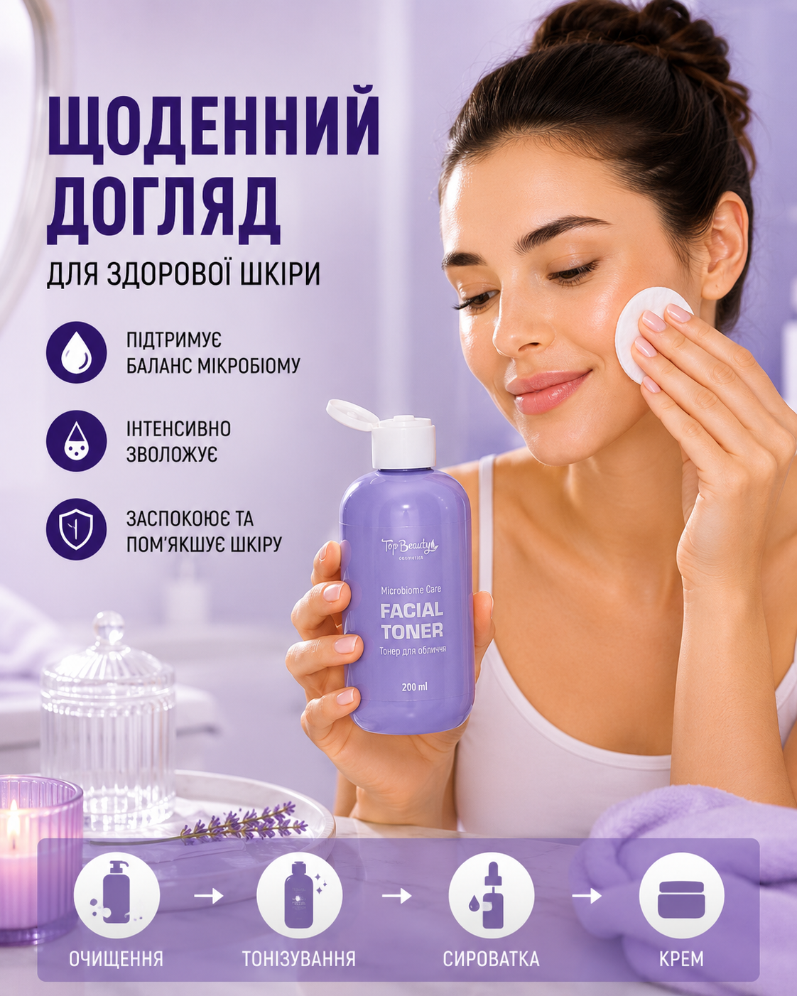Тонер для обличчя з пребіотиками MICROBIOME CARE 200 мл — фото 2