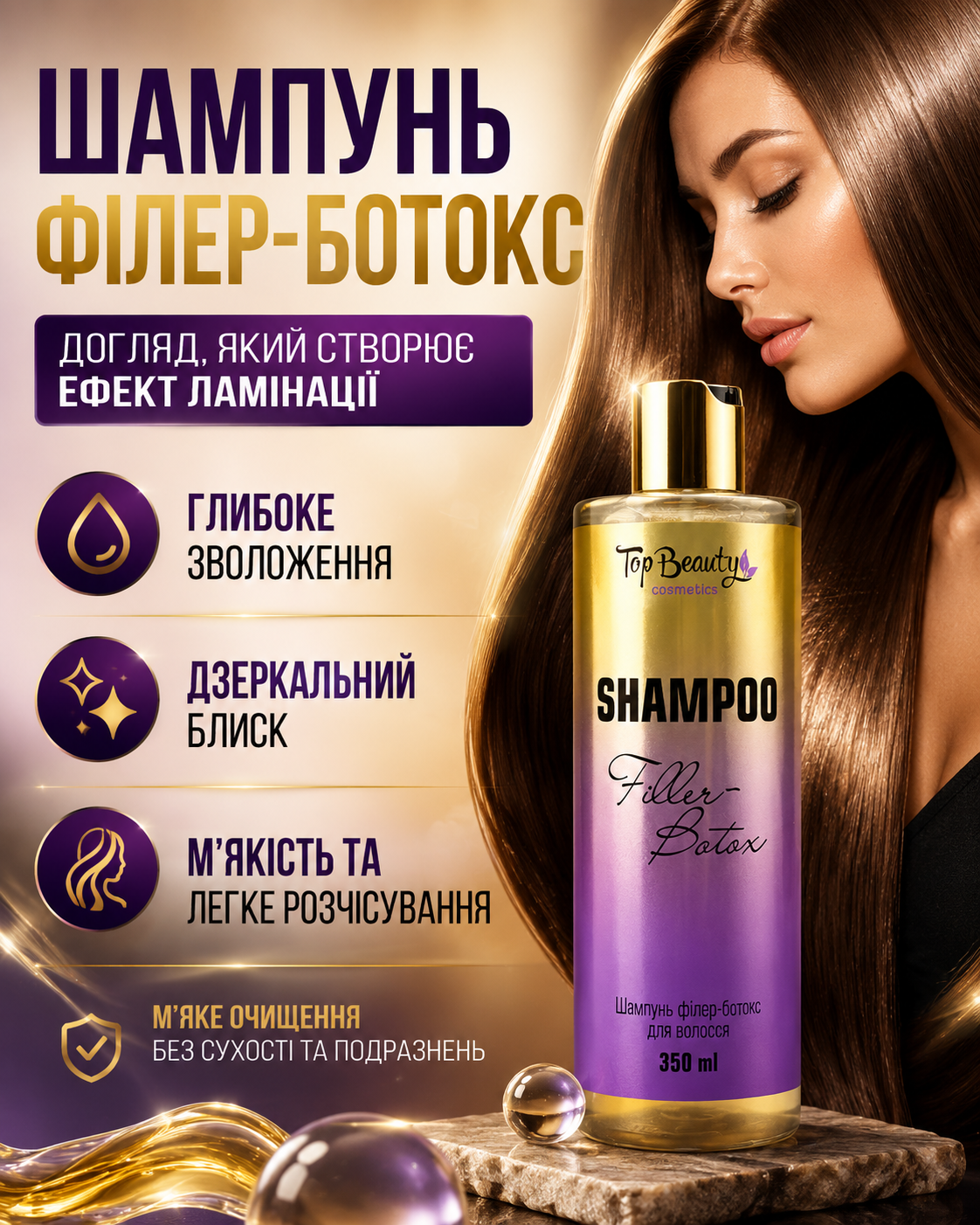 Шампунь філер-ботокс для ефекту гладкого волосся — фото 3