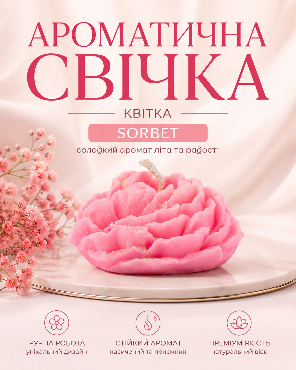 Свічка ароматична «Квітка» Sorbet — фото 3