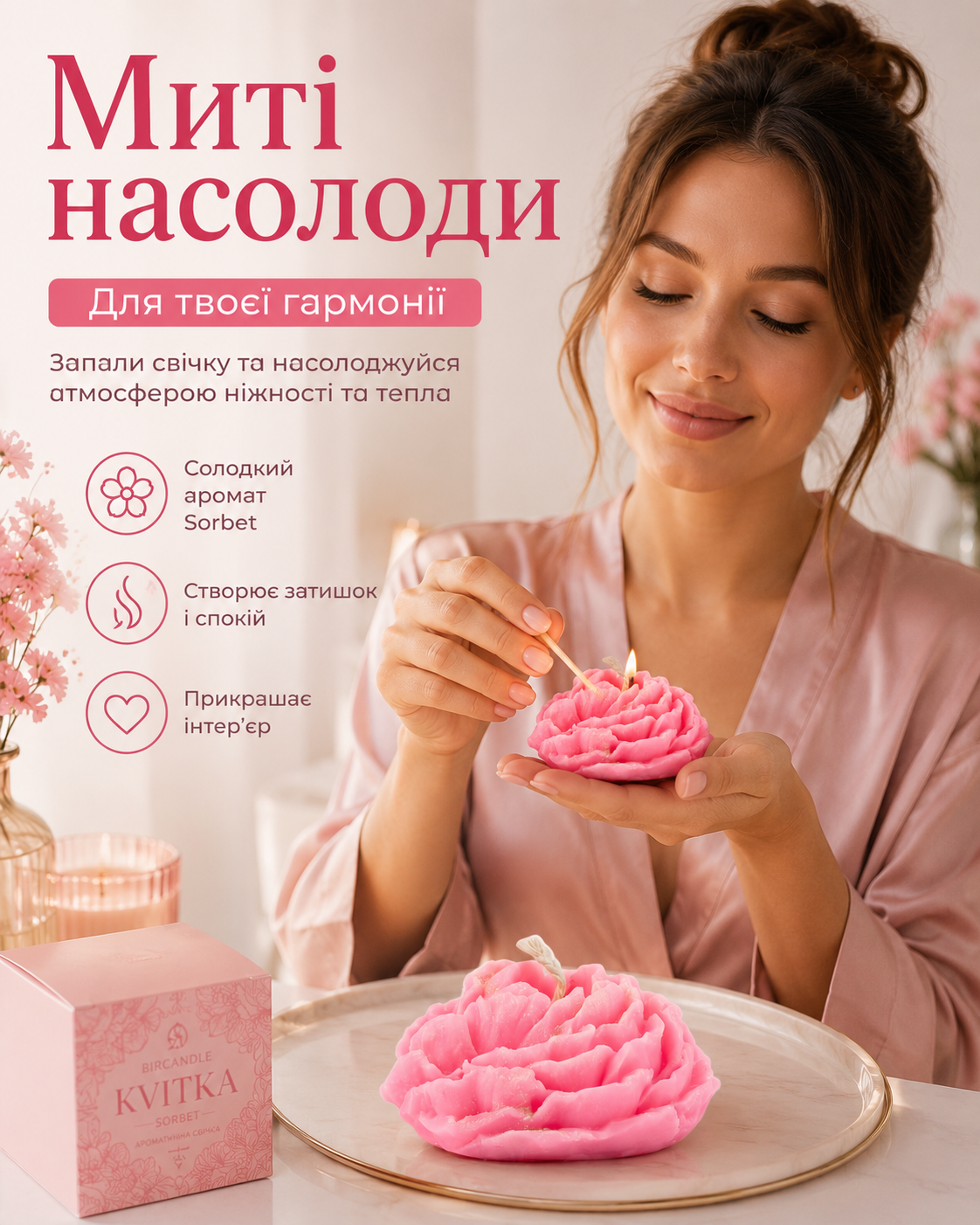 Свічка ароматична «Квітка» Sorbet — фото 2
