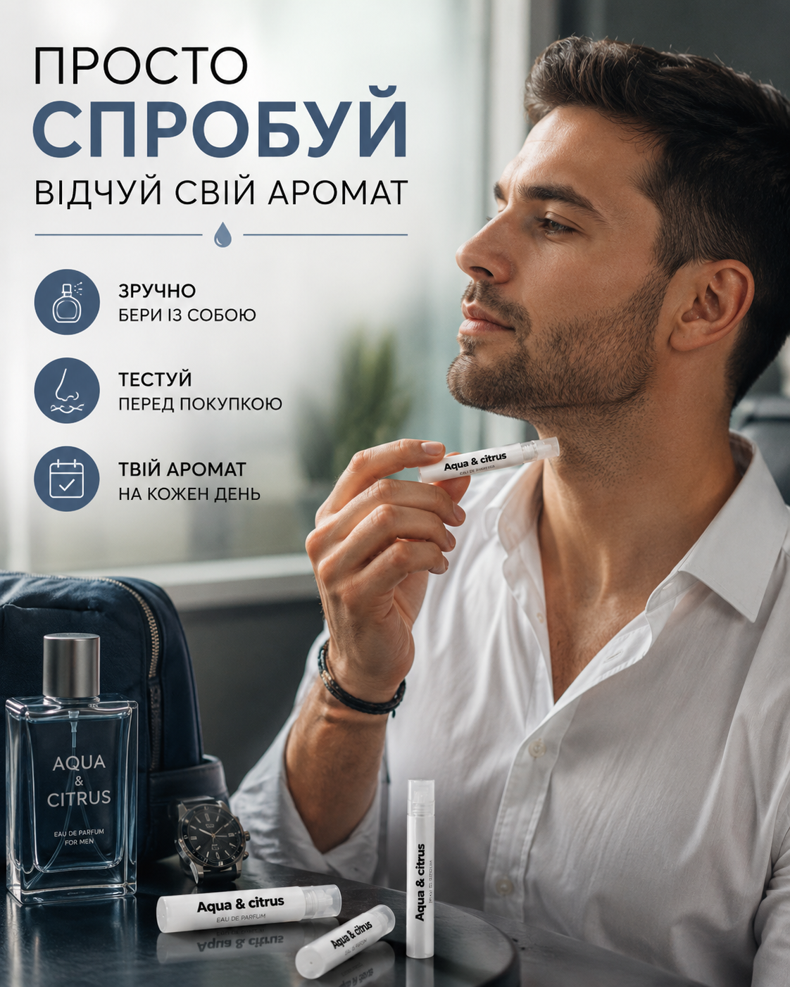 Пробник чоловічої парфумованої води Aqua & Citrus 1,5 мл — фото 2