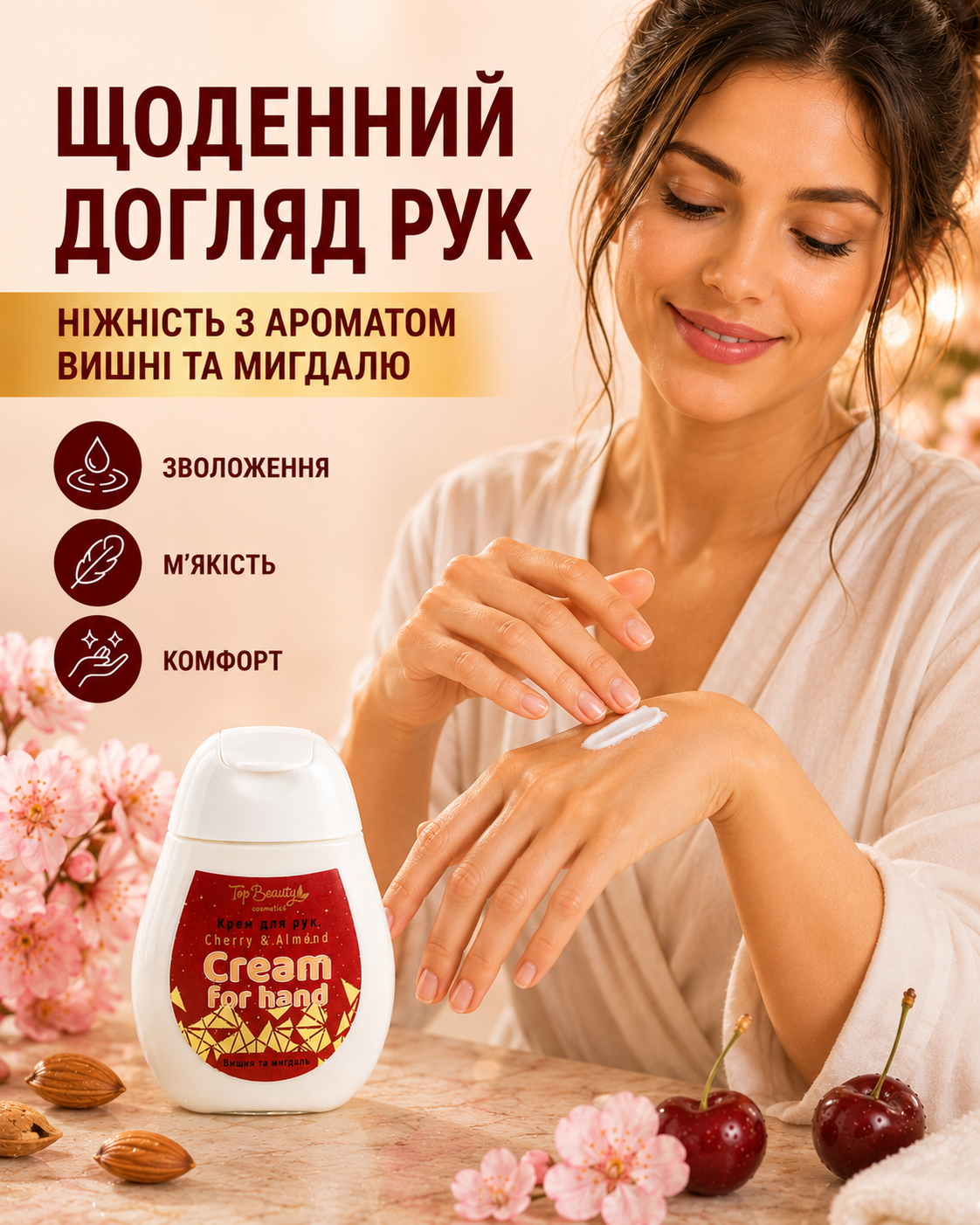 Крем для рук «Вишня та мигдаль» 50 мл — фото 2