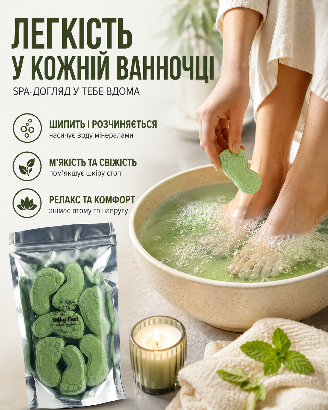 Бомбочка-гейзер для ніг Silky Feet 250 г — фото 2