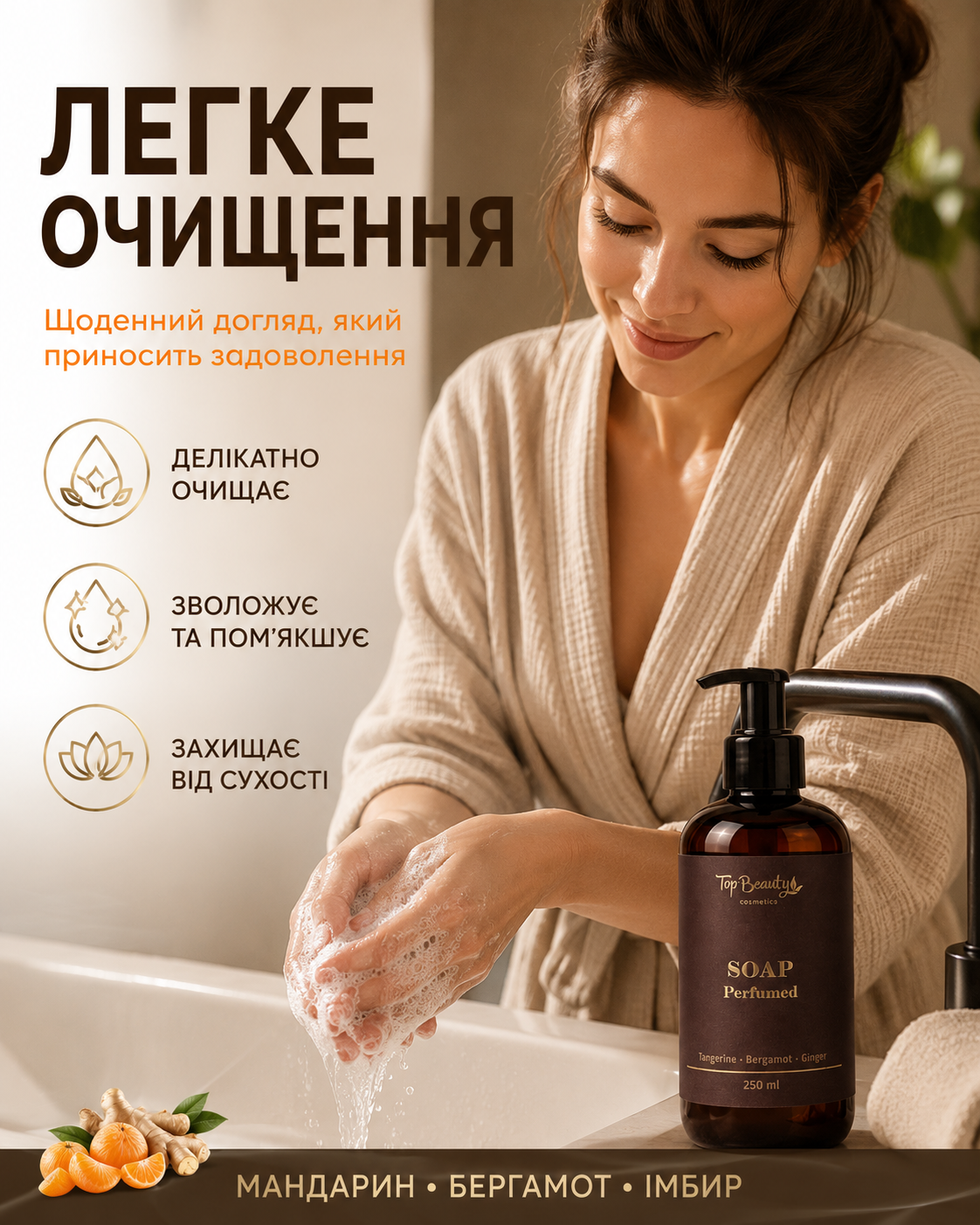 Парфумоване рідке мило для рук і тіла Mandarin, Bergamot & Ginger, 250 мл — фото 2