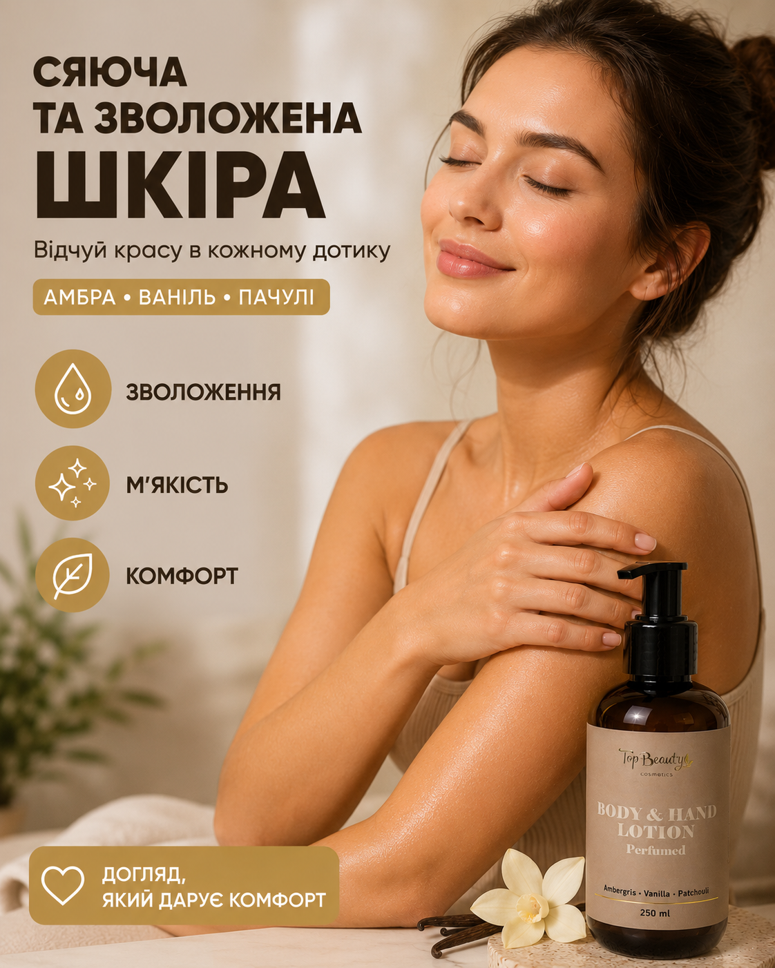 Парфумований лосьйон для рук і тіла Amber Vanilla & Patchouli, 250 мл