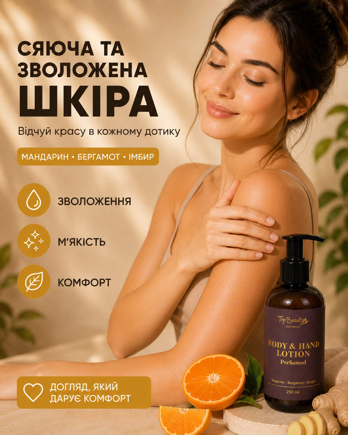 Парфумований лосьйон для рук і тіла Mandarin, Bergamot & Ginger, 250 мл