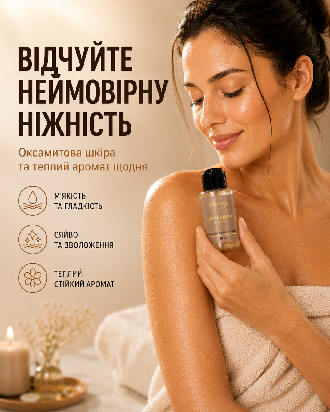 Парфумована олія для душу Amber Vanilla & Patchouli, 50 мл