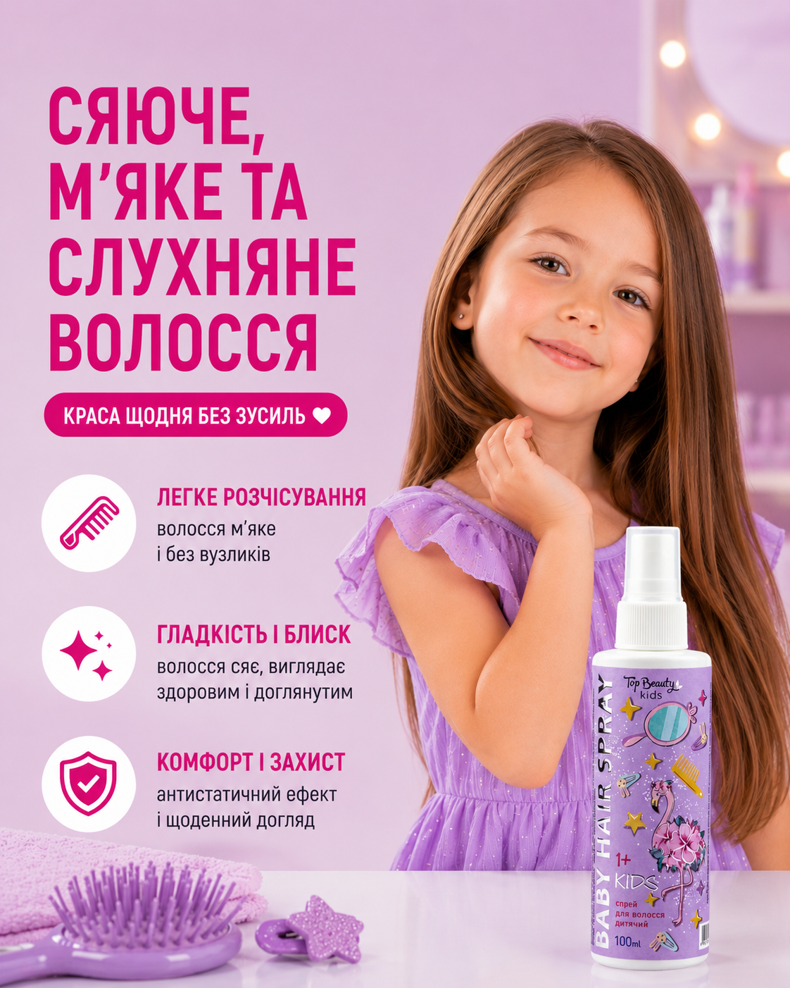Дитячий спрей для легкого розчісування волосся 1+, 100 мл