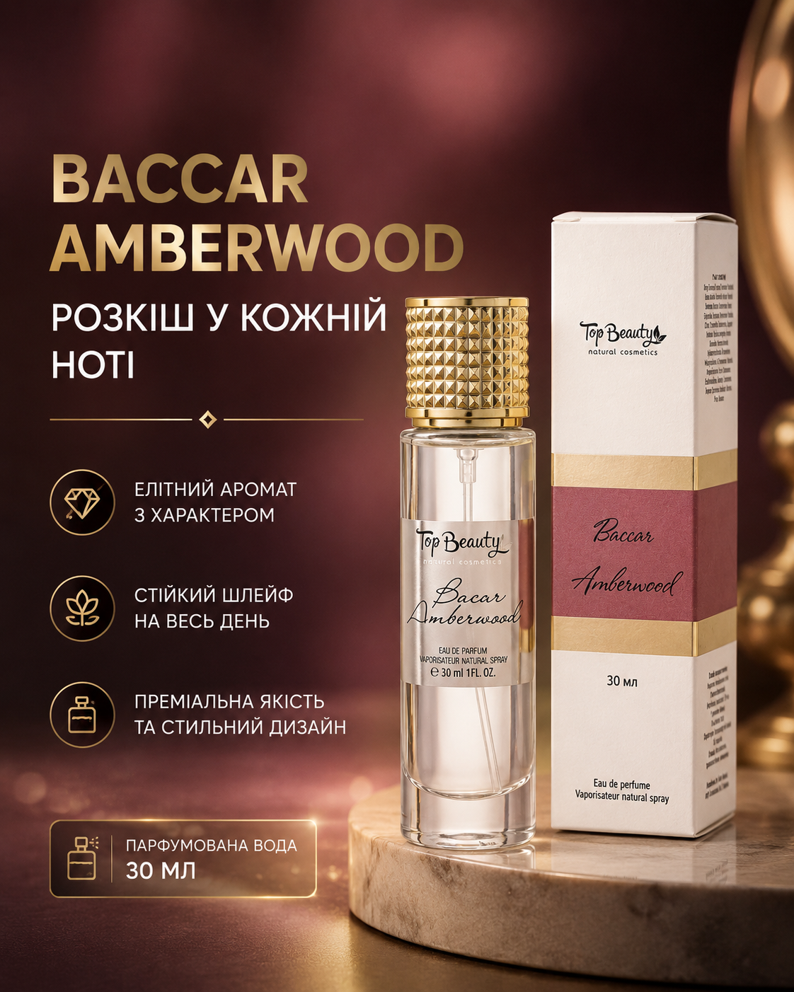 Парфумована вода Baccar Amberwood, 30 мл — фото 3