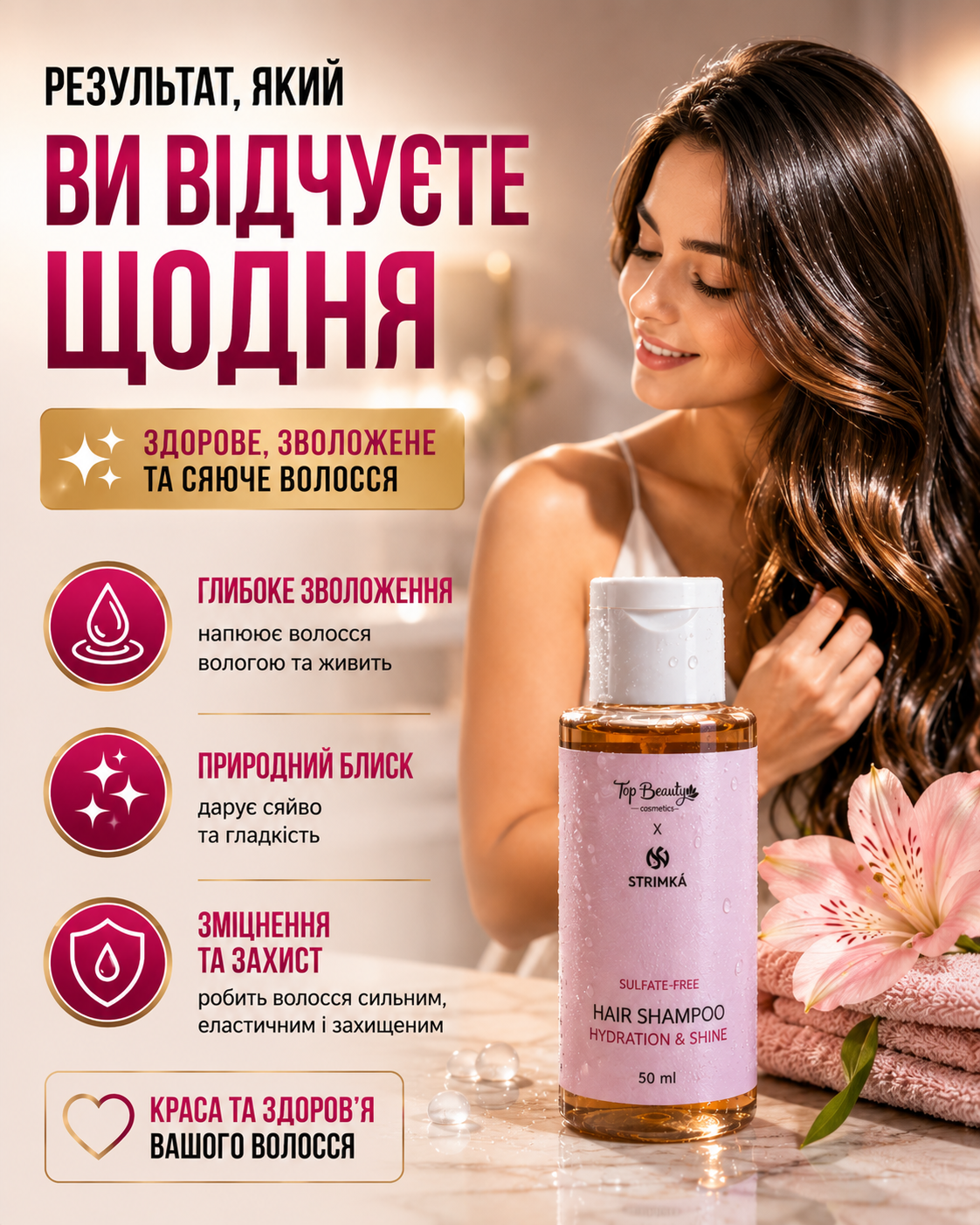 Шампунь безсульфатний Hydration & Shine, 50 мл — фото 3