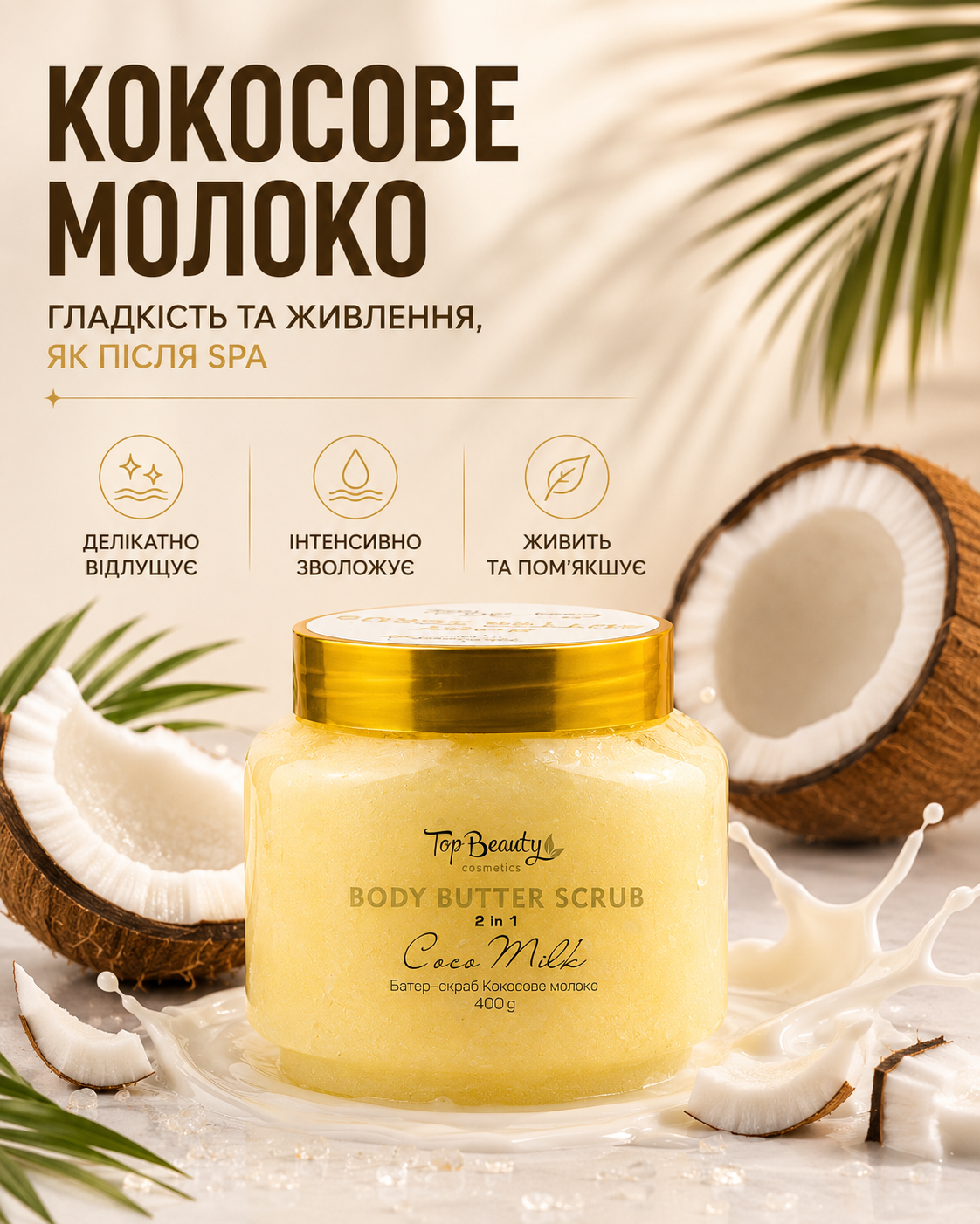 Батер-скраб для тіла 2 в 1 «Кокосове молоко», 400 г — фото 3